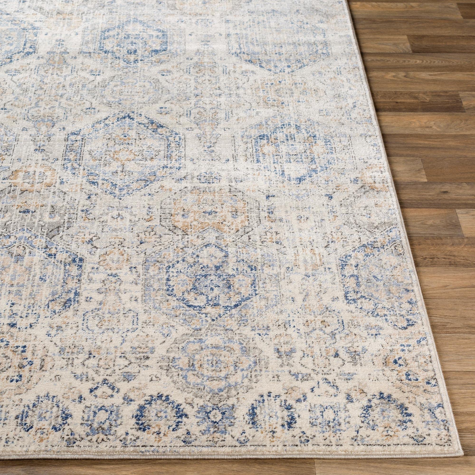 Mark&Day Traditional Bright Blue Area Rug 2x3 - Navy Grey Beige Carpet for Living Room, Bedroom, Kitchen | Soft Non-Slip Floor Mat for Home Decor, Office & Dorm (2' x 2'11
