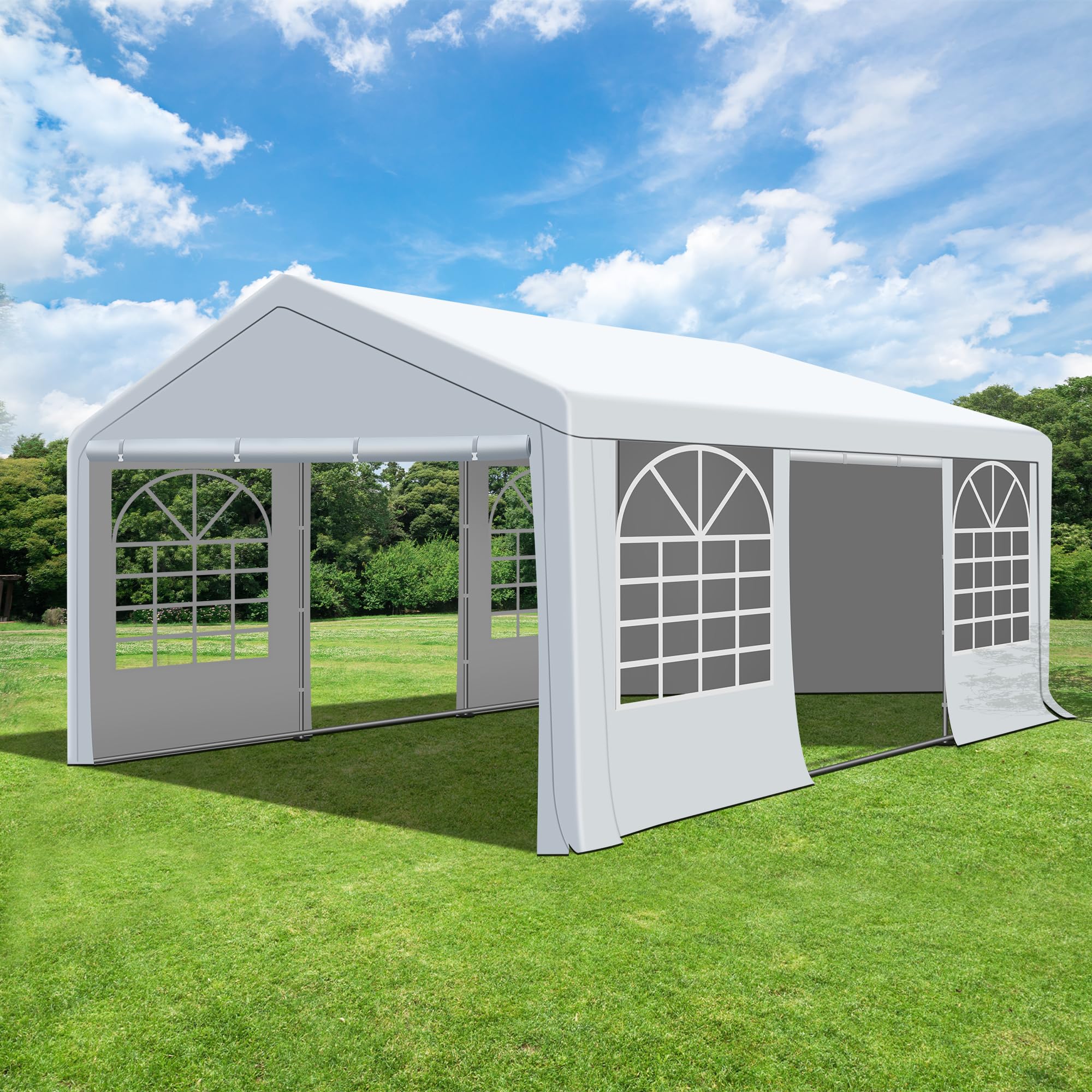 20'x20' Heavy Duty Canopy Party Tent with Removable Sidewalls & 4 Sand Bags - Waterproof Outdoor Wedding Tent for Birthday Parties, BBQ, Picnics & Backyard Events (20x20 FT)