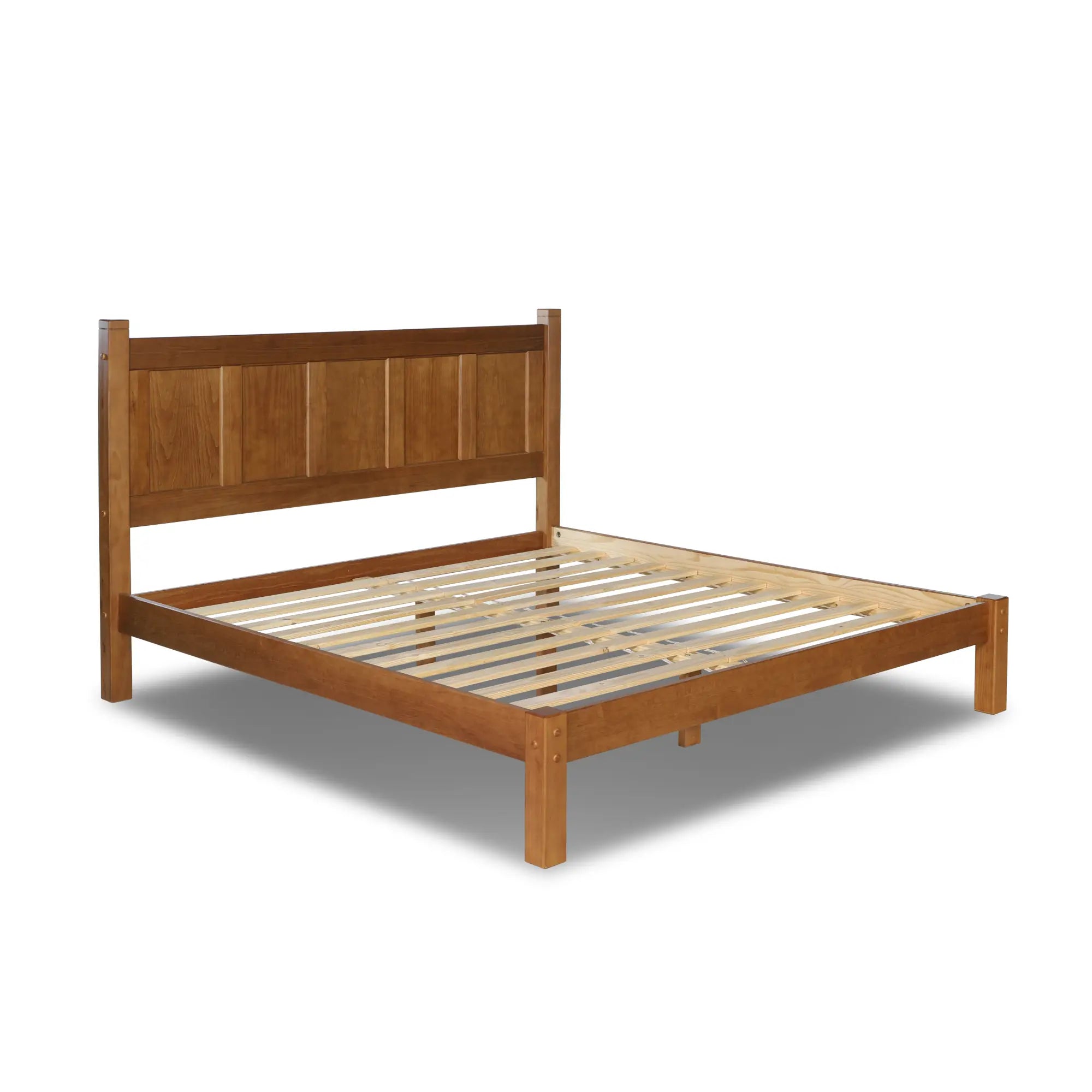 Shaker Panel Platform Bed Frame - Solid Wood Queen Size Bed with Storage, Modern Minimalist Design for Bedroom - Perfect for Small Spaces, Guest Rooms & Apartments