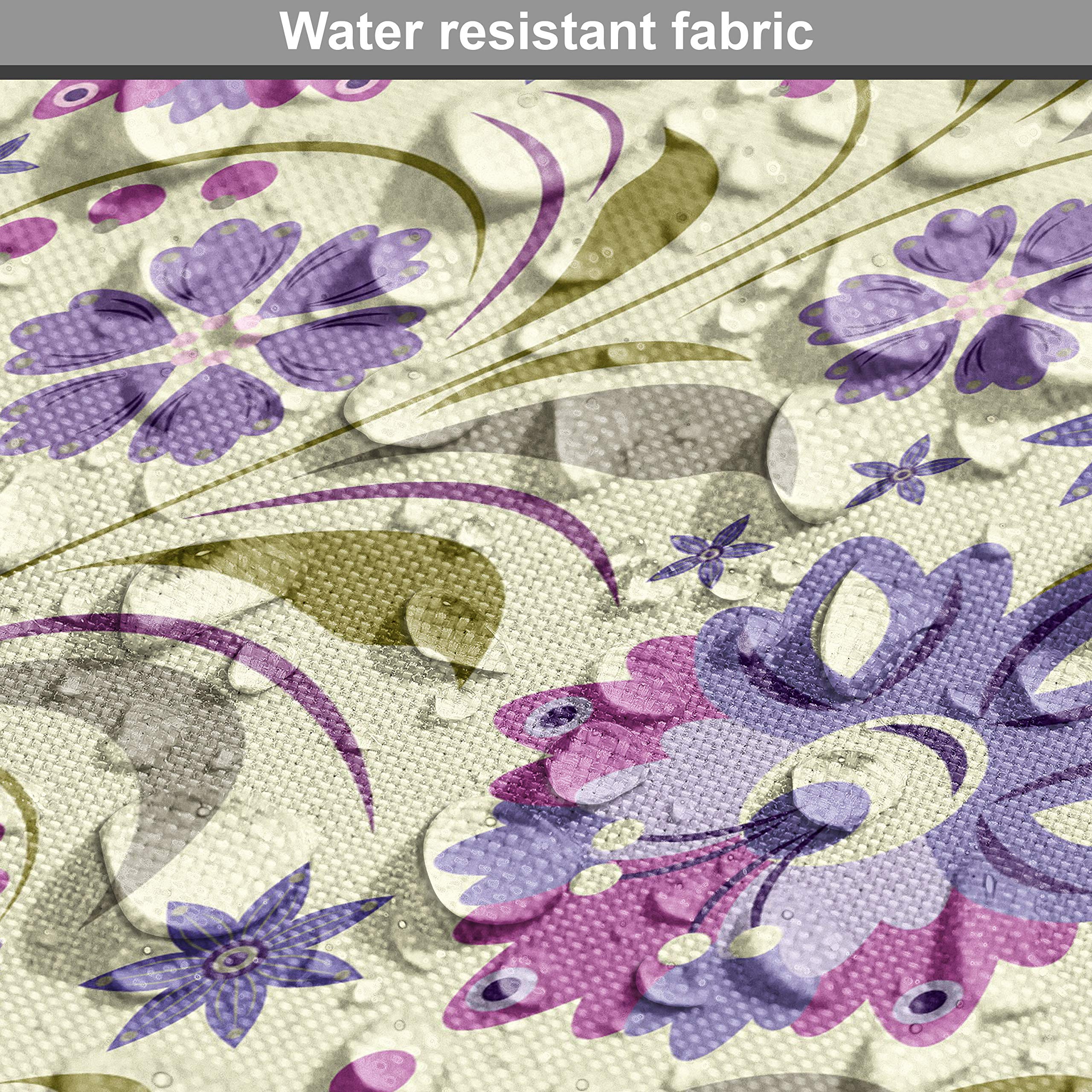 Ambesonne Garden Art Fabric by The Yard - Pale Toned Spring Flowers with Swirled Leaves on Lavender Purple & Pale Green Background | Decorative Upholstery Fabric for Sofa, Curtains, Pillows & Home Decor | Perfect for Living Room, Bedroom & DIY Craft Projects