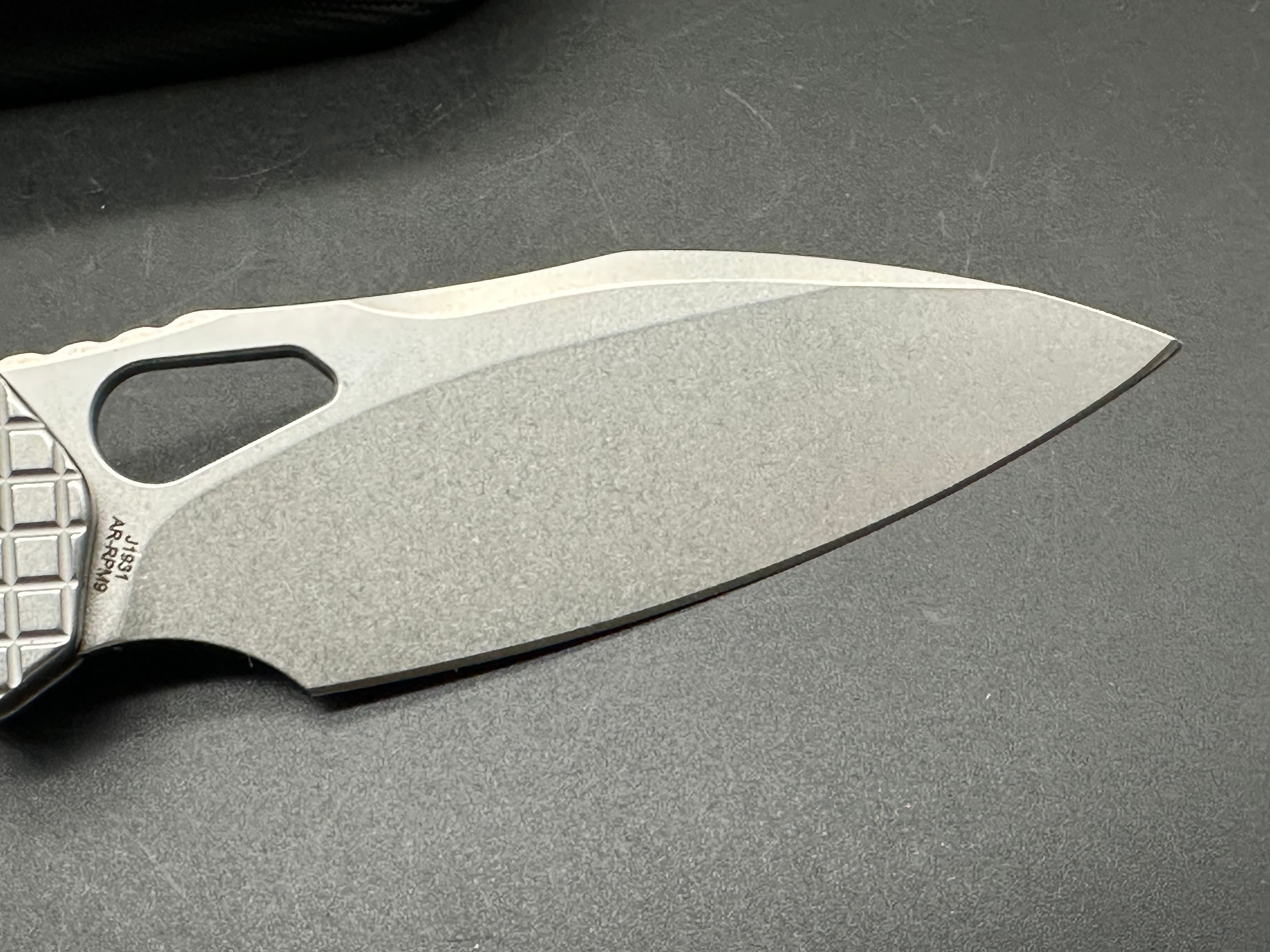 CJRB Frack Pocket Knife - Stainless Steel Handle, AR-RPM9 Blade, Button Lock (Model J1931 FST) - EDC, Outdoor, Camping & Survival Knife