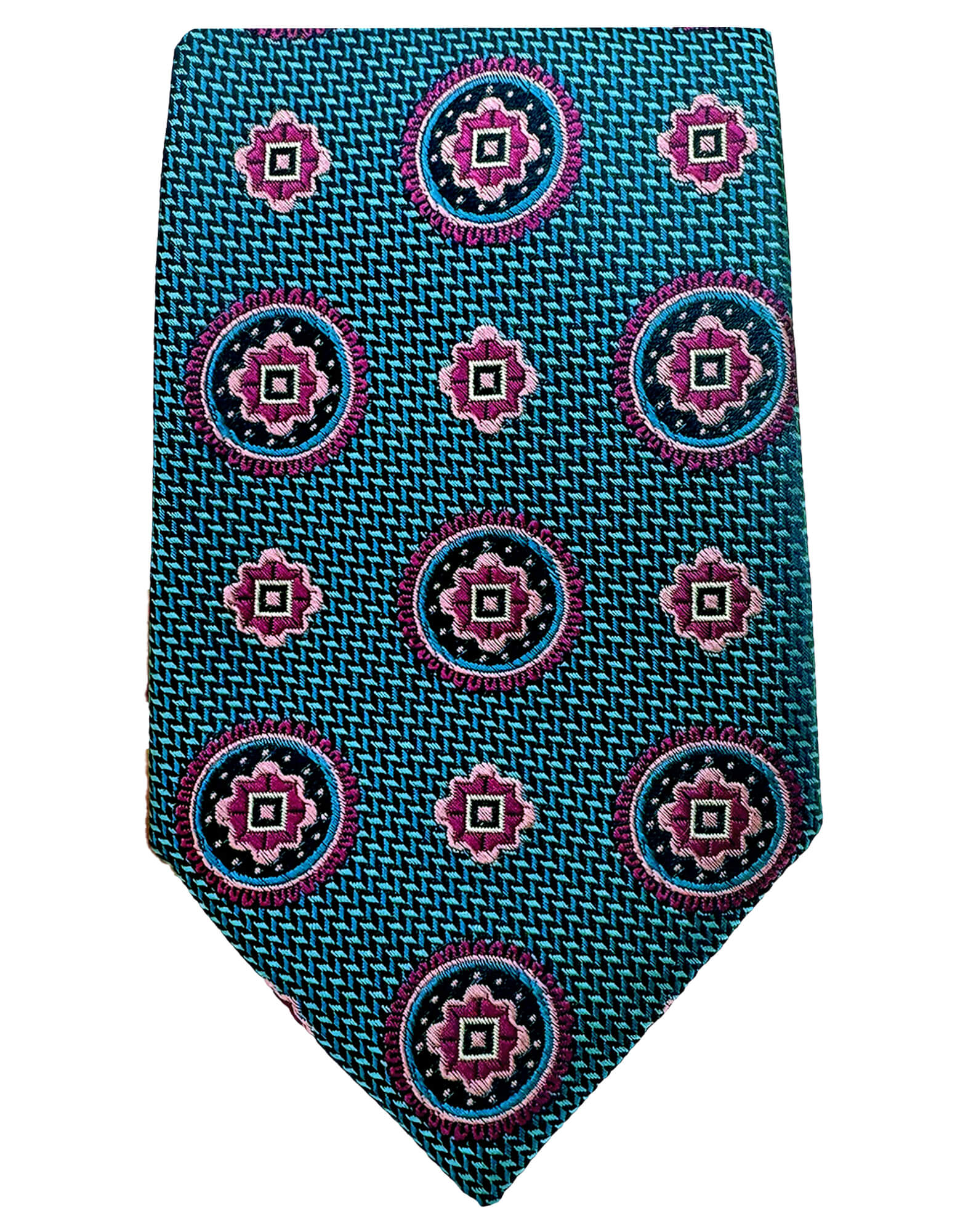 DÉCLIC Orlando Patterned Tie for Men - Stylish Aqua Blue Necktie for Business, Weddings & Formal Events