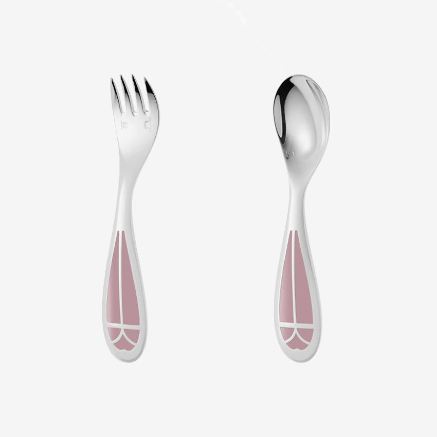 Christofle Talisman Baby Flatware Set - 2-Piece Stainless Steel Spoon and Fork for Infants - Perfect for First Meals, Baby Led Weaning & Toddler Feeding