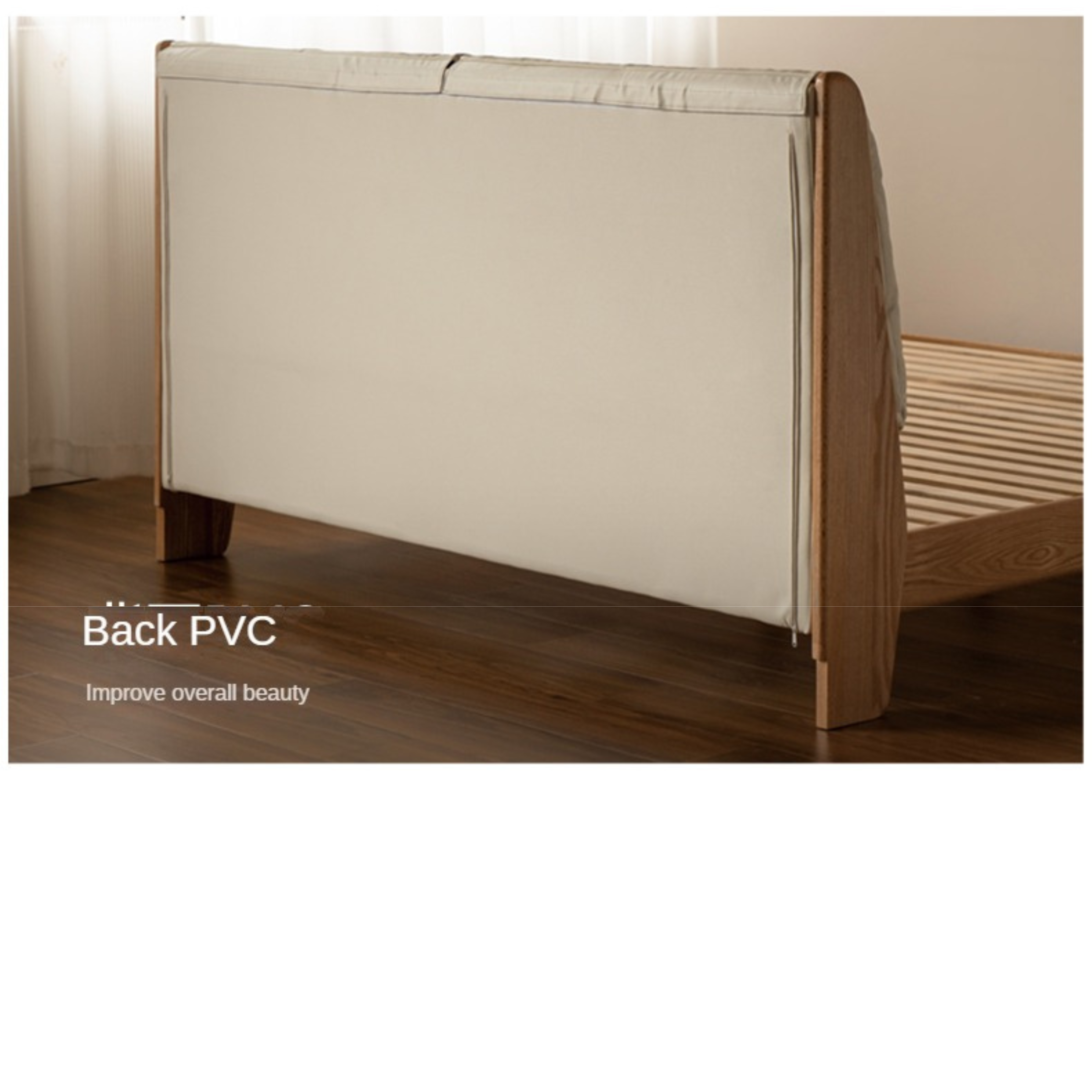 Italian Light Luxury Oak & Ash Solid Wood Leather Upholstered Suspended Bed - Elegant Master Bedroom Furniture for Modern Home Decor