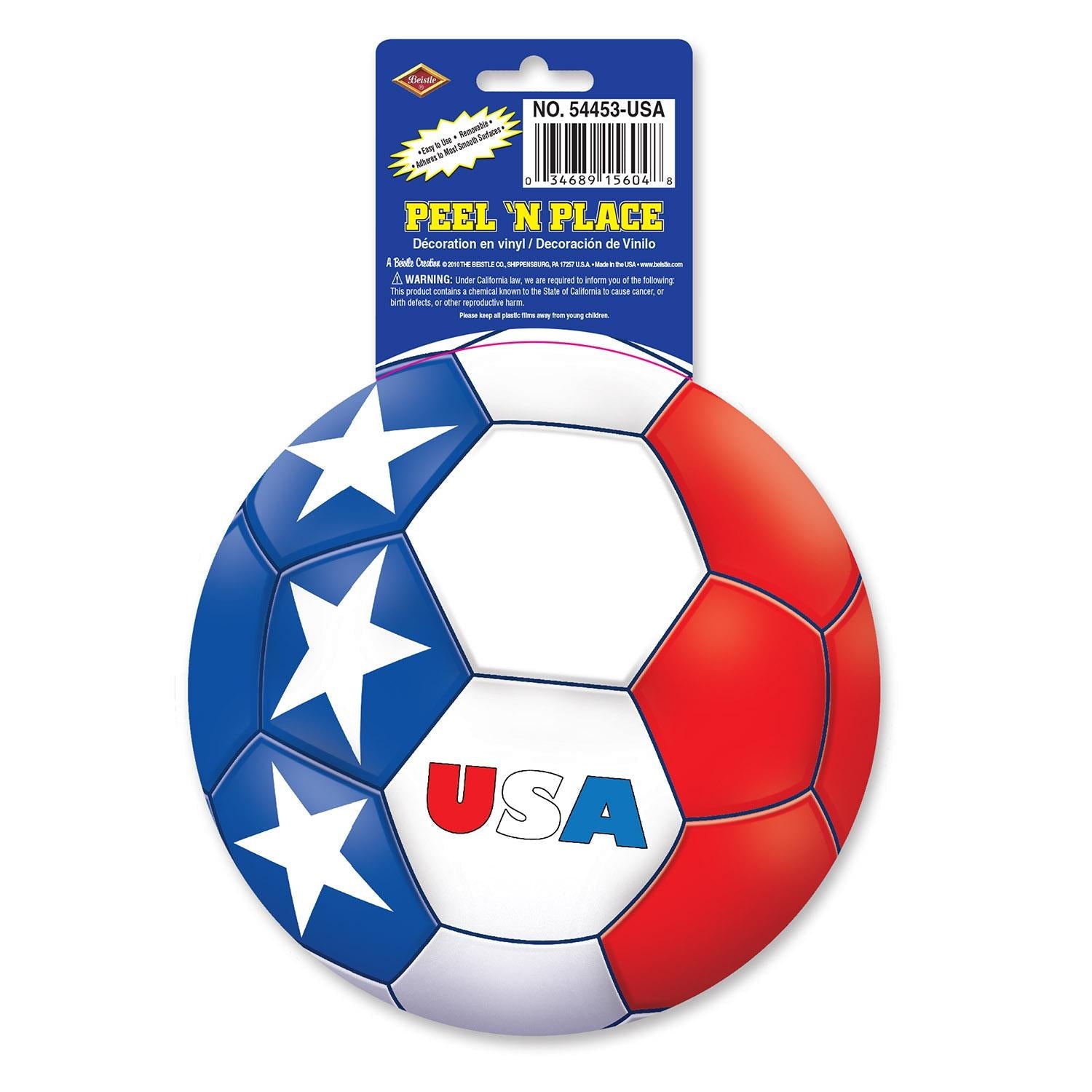 12-Piece Beistle Soccer Party Peel 'N Place Clings - Decorative Window Stickers for Birthday, Game Day & Team Celebrations in USA