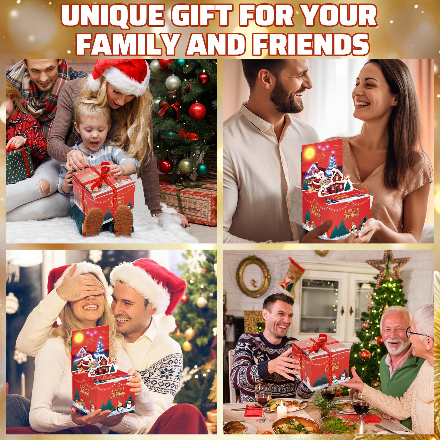 Christmas Money Box with Music & Lights - Cash Gift Box for Holiday Savings, Pop-Up Surprise Present for Family & Friends | Perfect for Christmas Parties, Office Gifts & Festive Celebrations