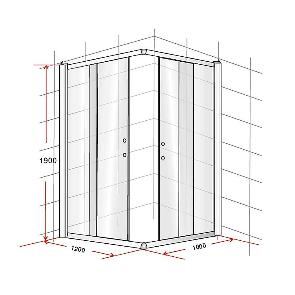 1200 x 900mm Sliding Door Nano Safety Glass Shower Screen by Della Francesca - Tempered Glass Bathroom Enclosure for Modern Homes, Hotels & Spas
