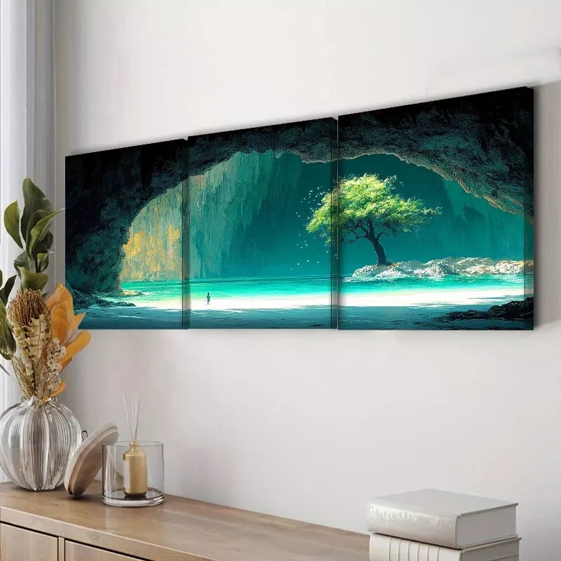 3-Piece Cave Nature Wall Art Set - Framed Canvas Prints 40x60cm - High Quality Australian Made Wall Decor - Ready to Hang - Perfect for Living Room, Bedroom & Office Decor