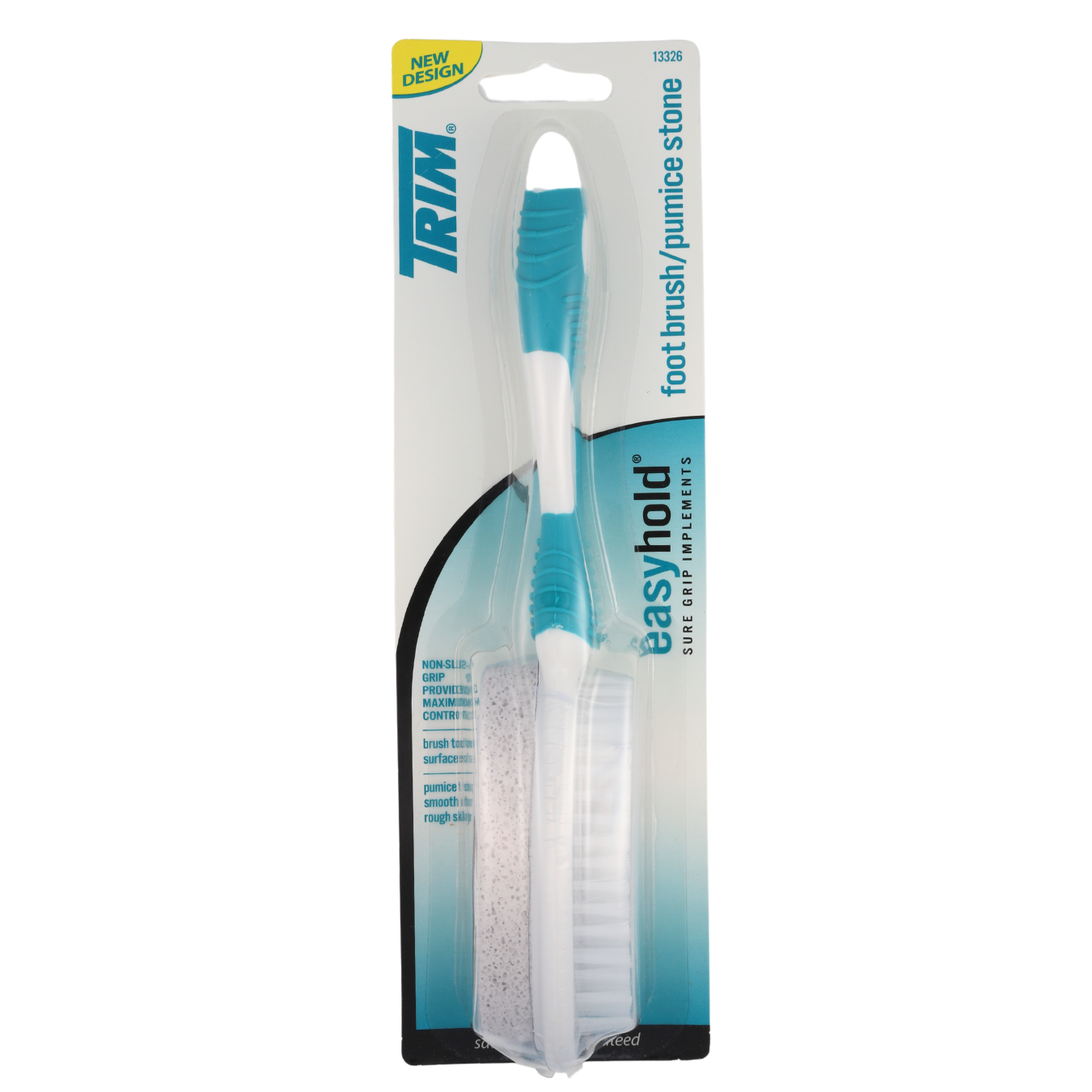 Trim EasyHold Foot Brush & Pumice Stone - Dual Function Callus Remover for Soft Smooth Feet - Perfect for Pedicure, Home Spa & Bathroom Care