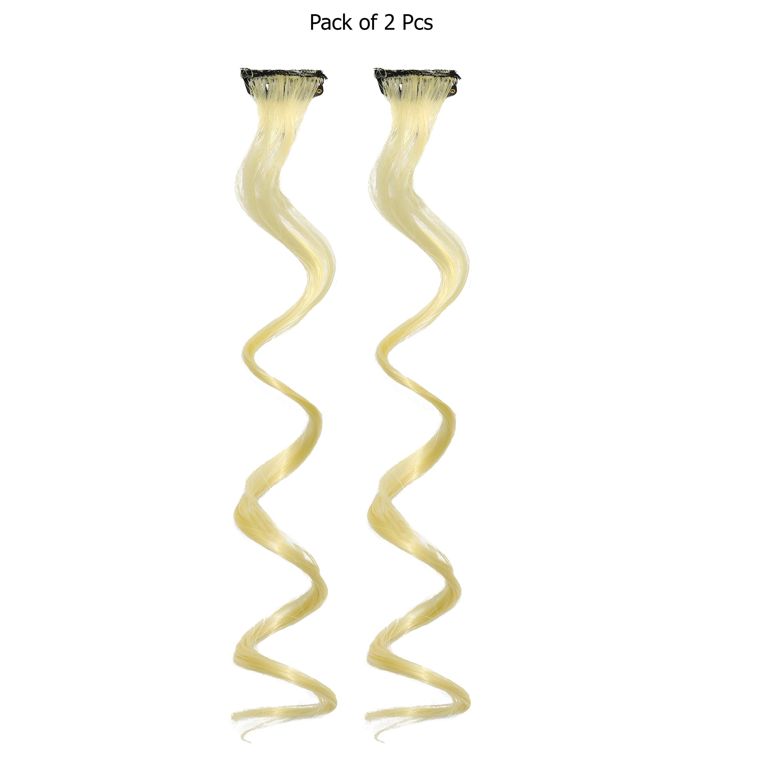 Rapidsflow® Real Human Hair Extensions for Women & Girls - Curly Blonde Clip-in Hair Streaks for Highlighting | Perfect for Parties, Cosplay & Daily Styling