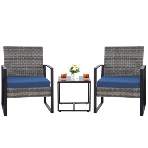 Plus Grey Wicker & Blue Cushions