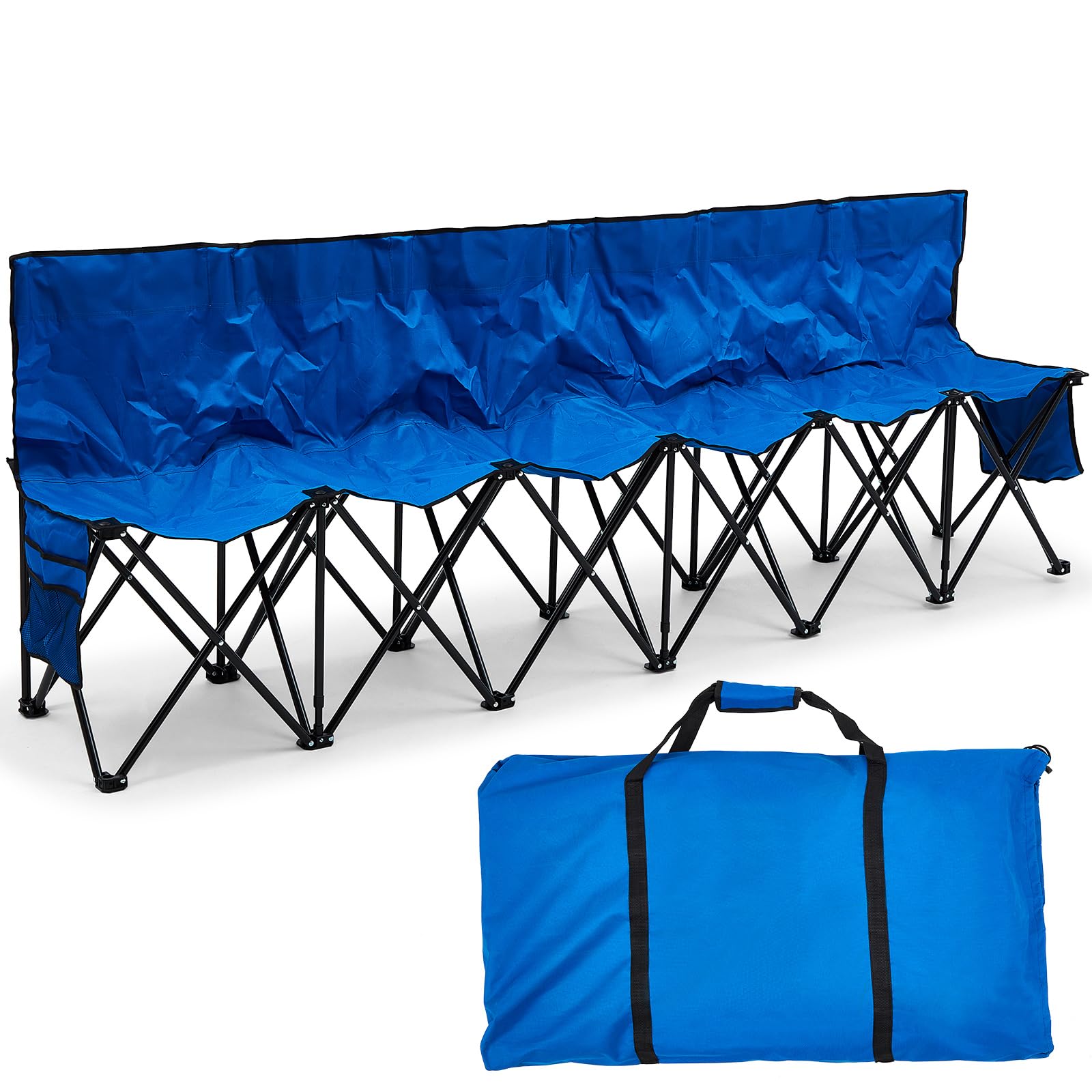 Kigley 6-Seat Folding Soccer Bench Chair - Portable Team Sports Sideline Bench for Football, Camping, Travel & Outdoor Events - Lightweight with Storage Bag - Perfect for Sideline Seating, Sports Games & Picnics