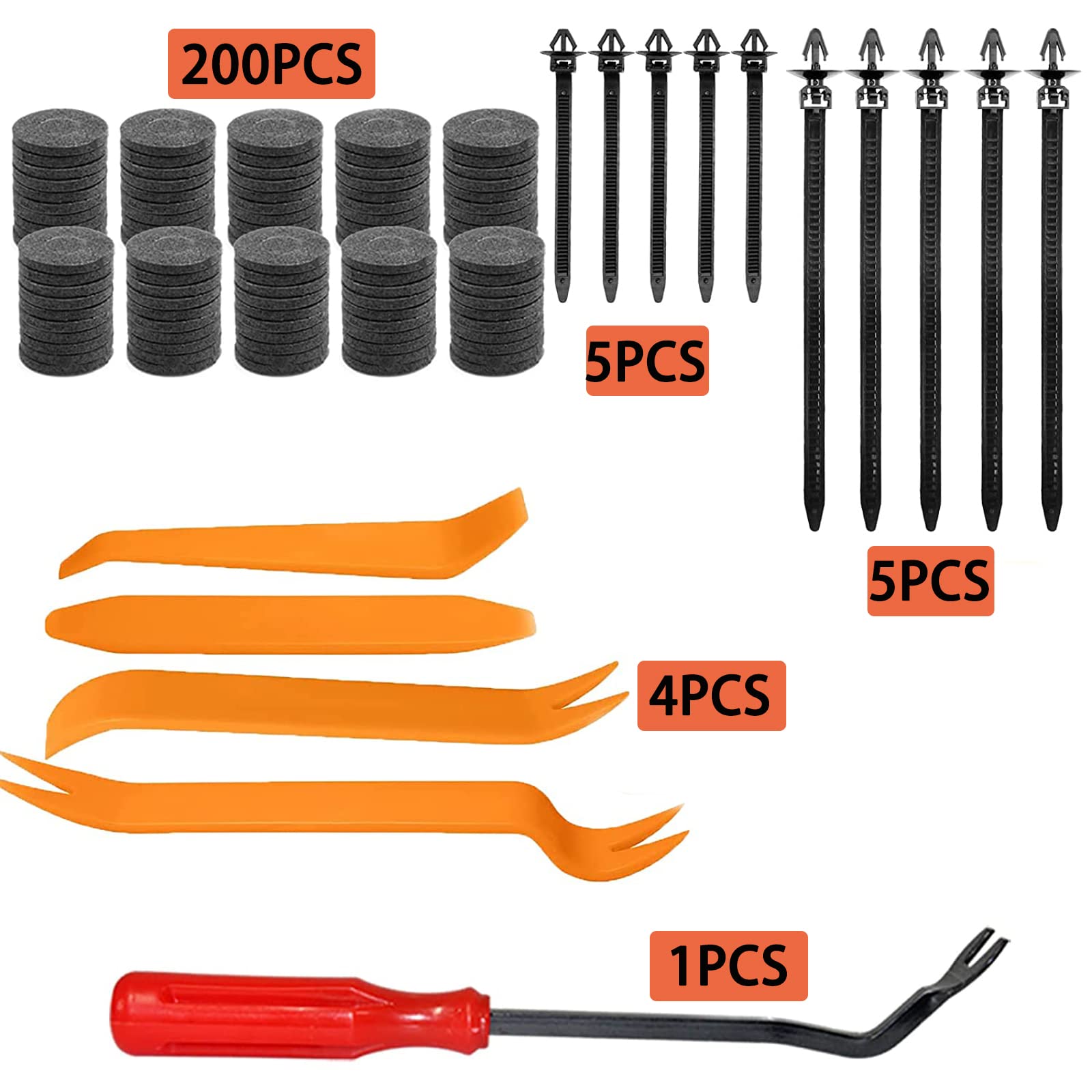 1595PCS Car Push Retainer Clips & Door Panel Trim Clamp Kit - 40 Most Popular Sizes Nylon Bumper Fender Rivets Kit with 10 Cable Ties for GM Ford Toyota Honda Chevrolet BMW Benz Audi Nissan Mazda - Perfect for Auto Body Repair, Interior Trim Fixing and DIY Car Maintenance