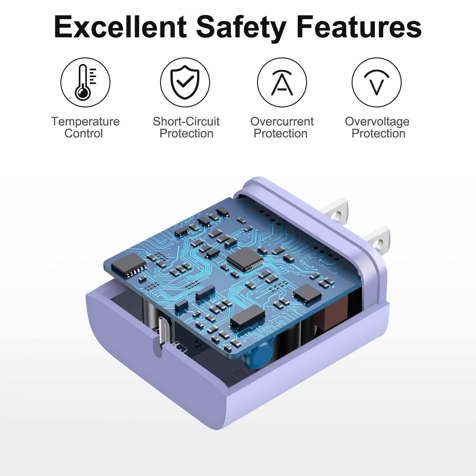 20W Fast Charger Block 2-Pack with 6Ft USB-C Cable - Compatible with iPhone 16/16 Pro/16 Pro Max/16e, iPhone 15, iPad Pro, Air 5/4 & 10th Gen - Quick Charging for Home, Office & Travel (Purple)