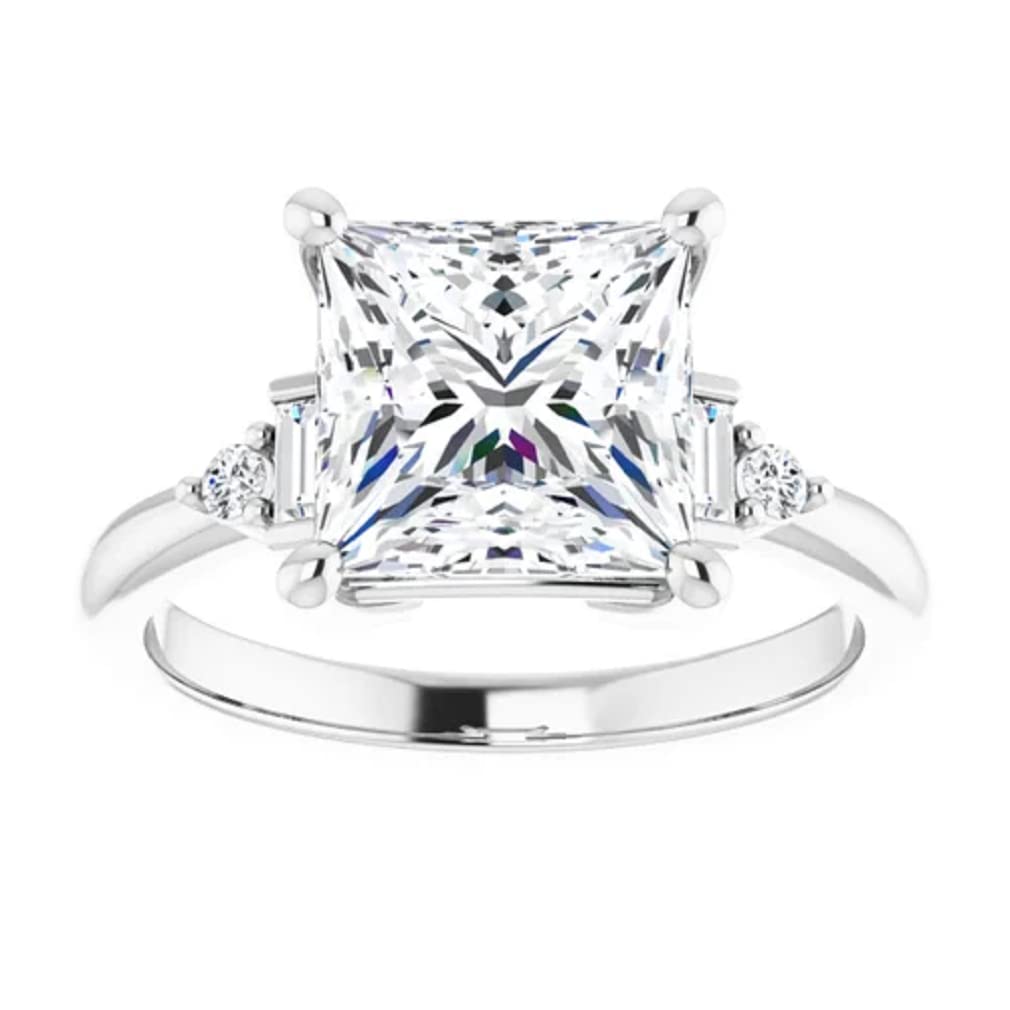 3 CT Princess Cut Colorless Moissanite Engagement Ring for Women - Sterling Silver/Solid Gold Wedding Band Set - 4-Prong Solitaire Bridal Ring - Perfect for Proposals, Anniversaries & Special Occasions