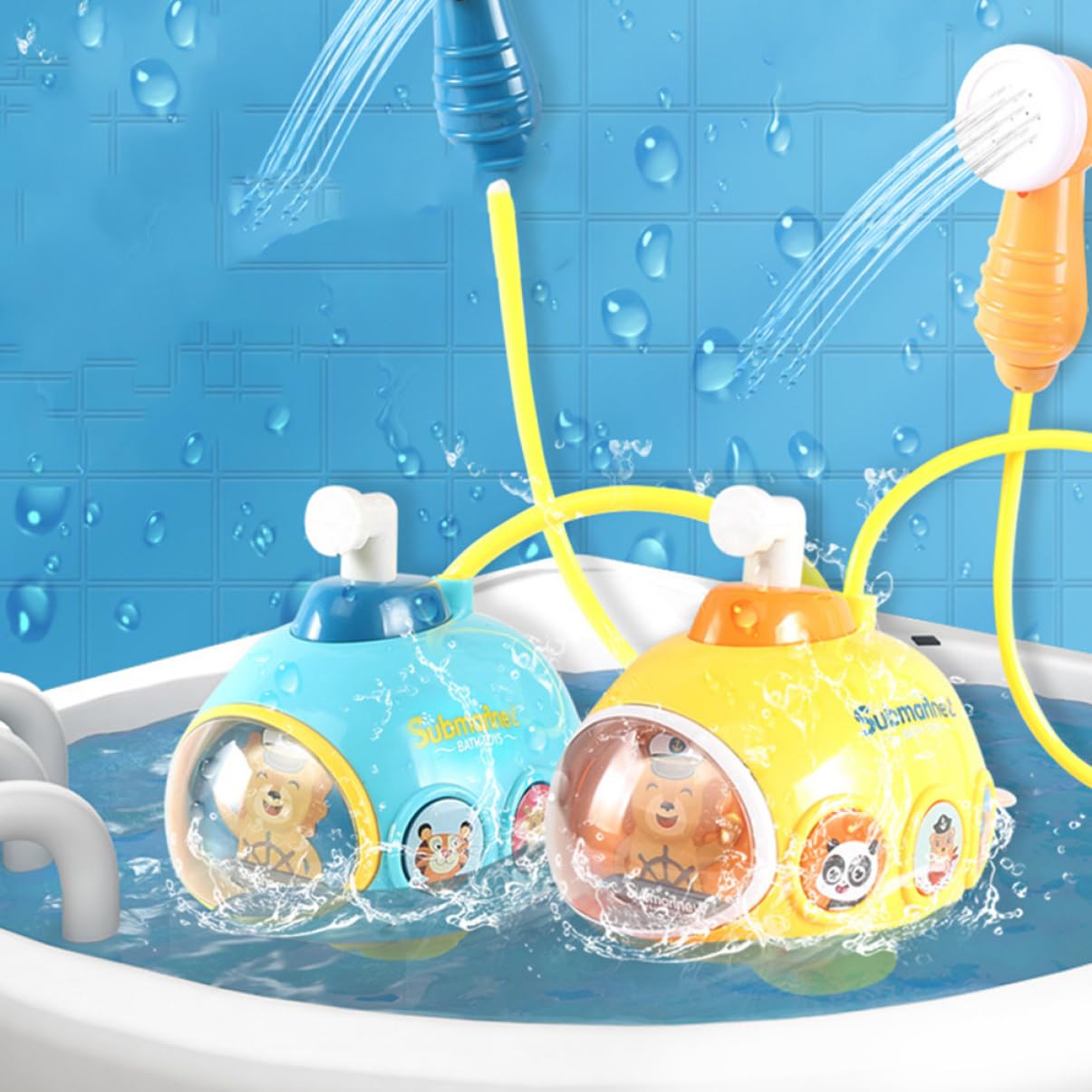 VICASKY 4-Piece Blue Plastic Bath Toys for Kids - Fun Water Play Shower Toys for Toddlers & Children - Perfect for Bathtime, Pool, and Beach Play