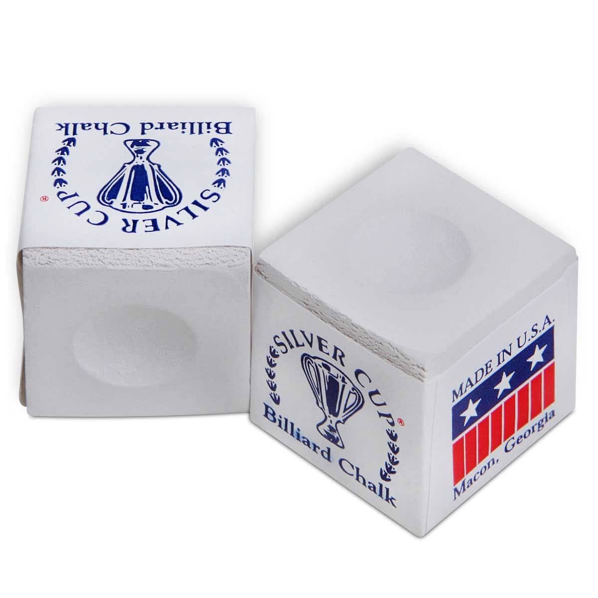 Premium Silver Cup Billiard Chalk - White, 12-Piece Box for Pool, Snooker & English Billiards | Enhanced Grip & Reduced Miscues for Professional Players