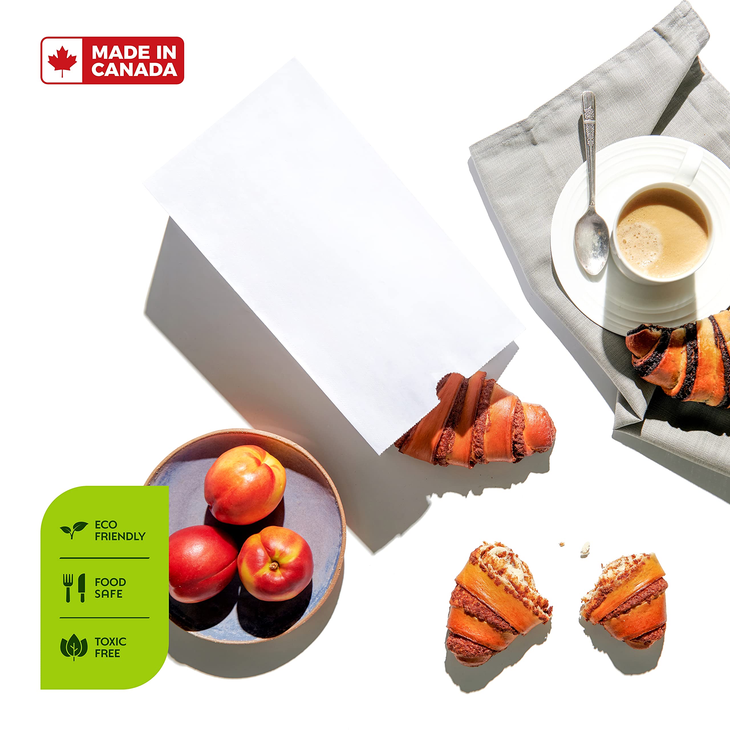 Eco-Friendly White Paper Sandwich Bags & Grocery Bags - 4 Lb Capacity, Durable Food-Grade Packaging (Pack of 500) - Perfect for Lunches, Takeout, Bakery Items & Retail Packaging