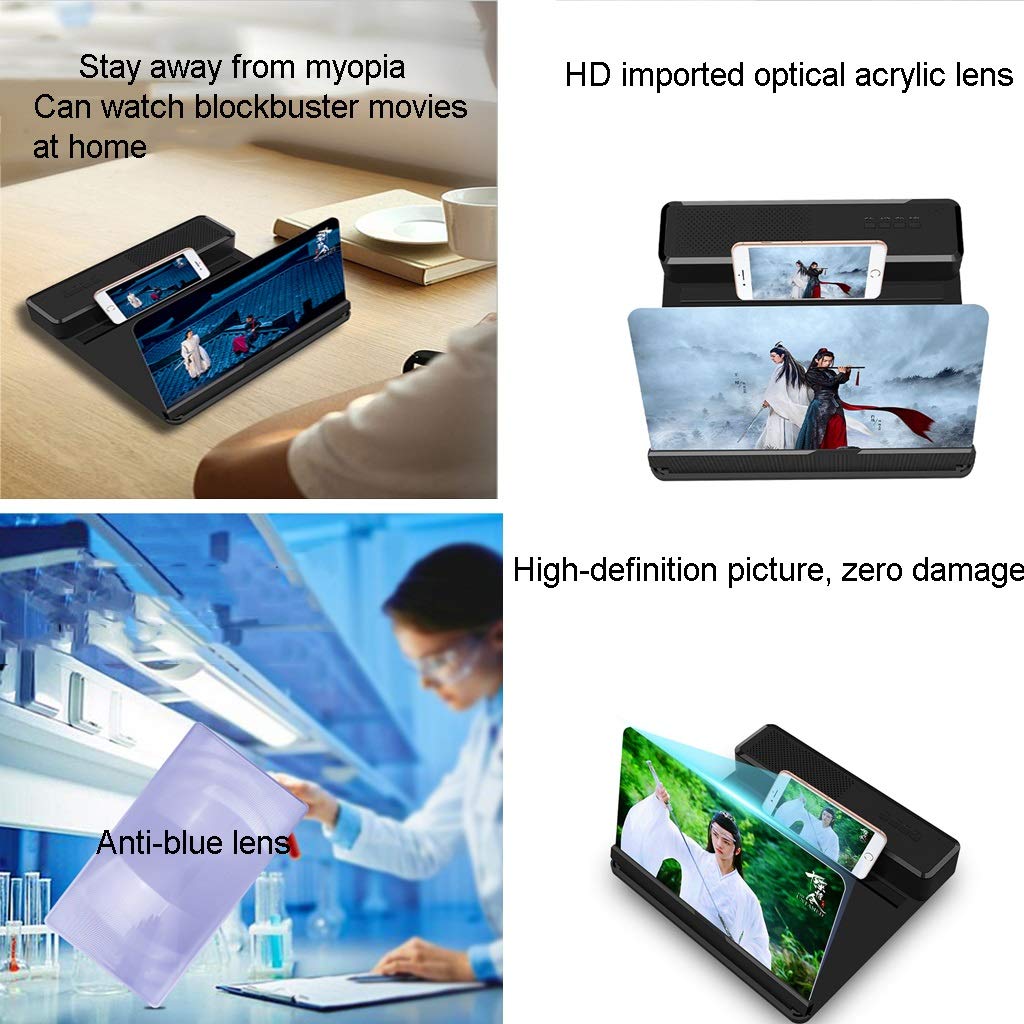Phone Screen Enlarger & Projector with Built-in Speaker - HD Magnifier for Movies, Videos & Mobile Gaming | Portable Phone Amplifier for Home Theater & Office Entertainment