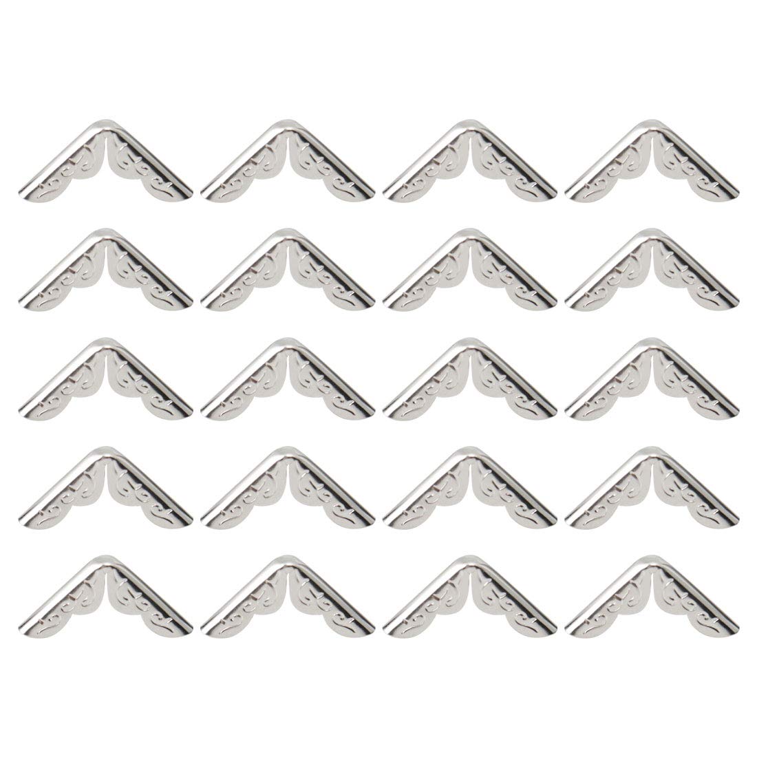 Vintage Silver Triangle Corner Protectors for Desks, Jewelry Box & Furniture - Pack of 20 - Decorative Edge Guards for Home Office, Antique Cabinets & Wooden Collectibles Protection