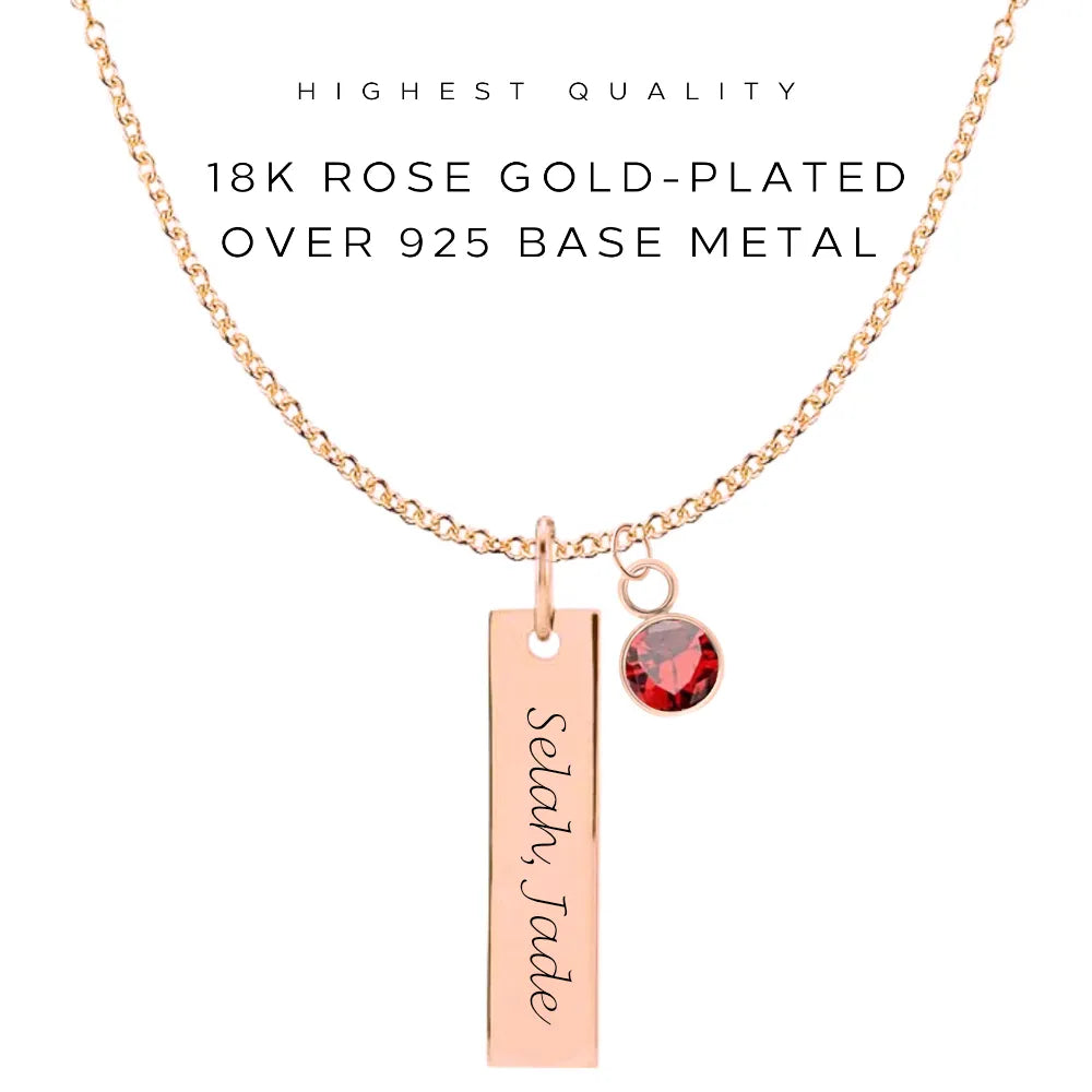 Personalized Engraved Vertical Bar Necklace - Custom Name Pendant Jewelry for Women - Perfect Gift for Anniversary, Birthday & Valentine's Day - Elegant Layering Necklace for Everyday Wear