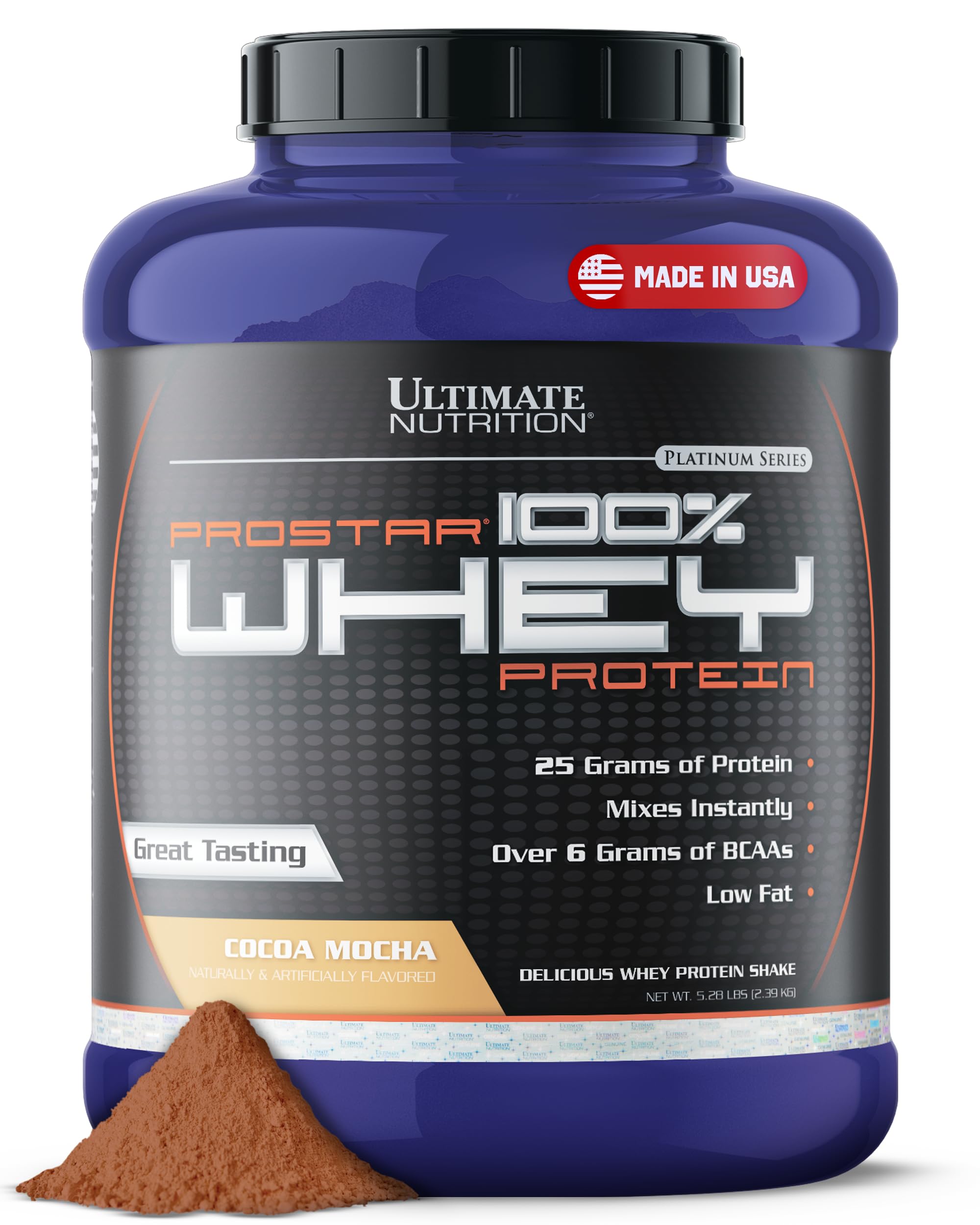 Ultimate Nutrition Prostar Whey Protein Powder Isolate, Gourmet Cocoa Mocha - 25g Protein per Serving, Low Carb, Keto Friendly Muscle Building & Recovery Powder - Post Workout Shake for Athletes & Fitness Enthusiasts - 5.28 lbs Tub (80 Servings) - Perfect for Gym, Home Workouts & Weight Management