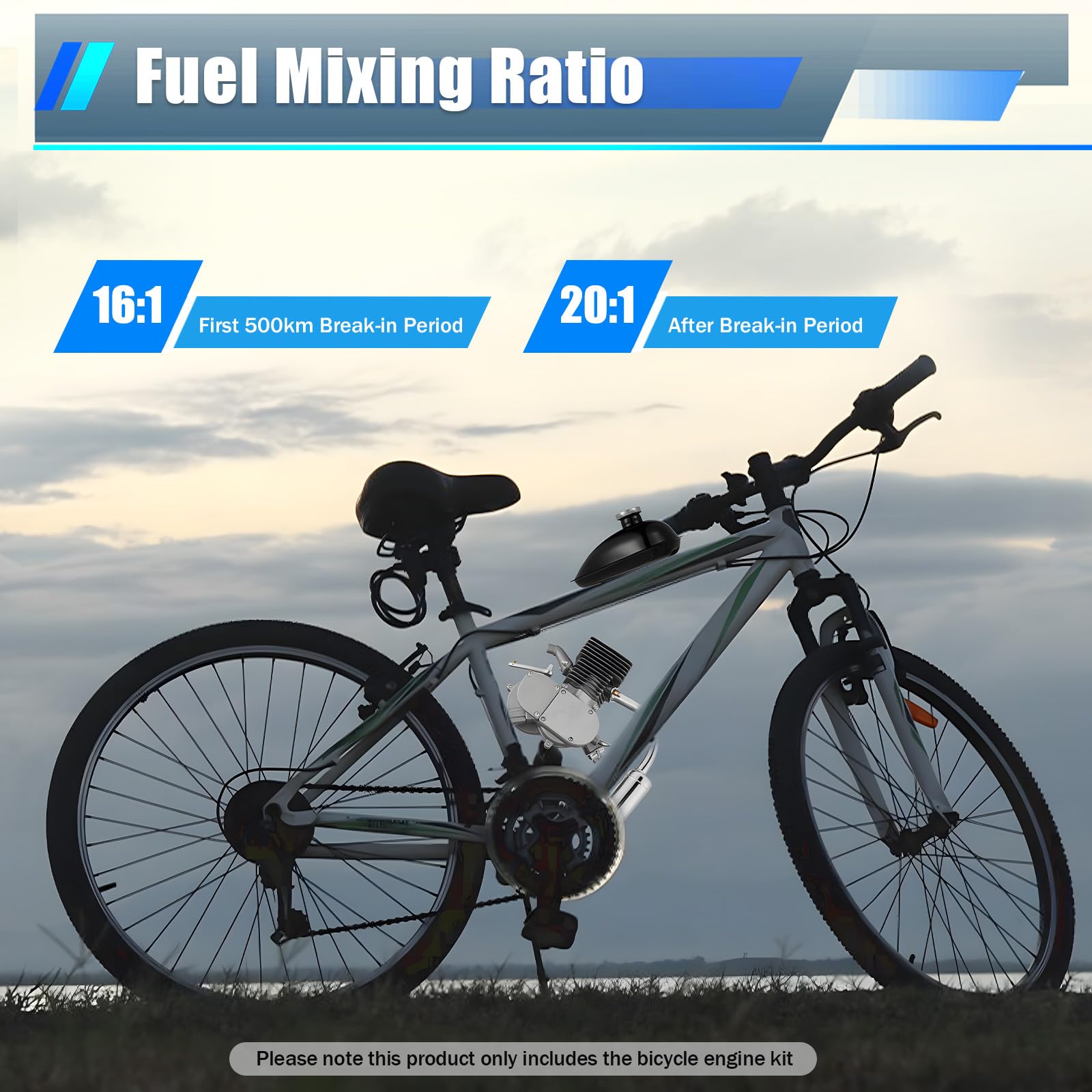 100cc Bicycle Engine Kit - 2 Stroke & 4 Stroke Bike Motor Conversion Kit with Air Cooling System | Single Cylinder Petrol Gas Motor for DIY Bike Modification | Perfect for Commuting, Off-Road Adventures & Motorized Bicycle Projects