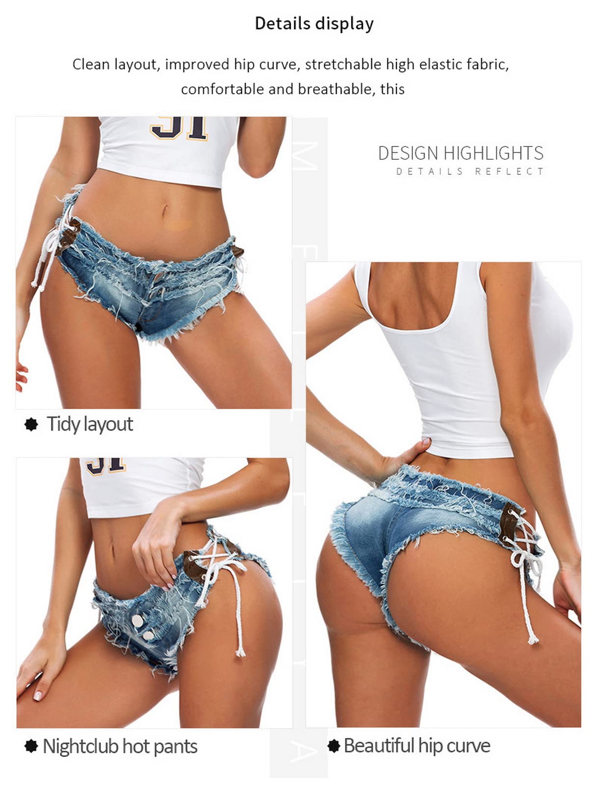 Faringoto Women's Low Rise Denim Shorts - Stretch Mini Jean Hot Pants for Summer, Casual Wear & Night Out | Perfect for Beach, Club, and Street Style Fashion
