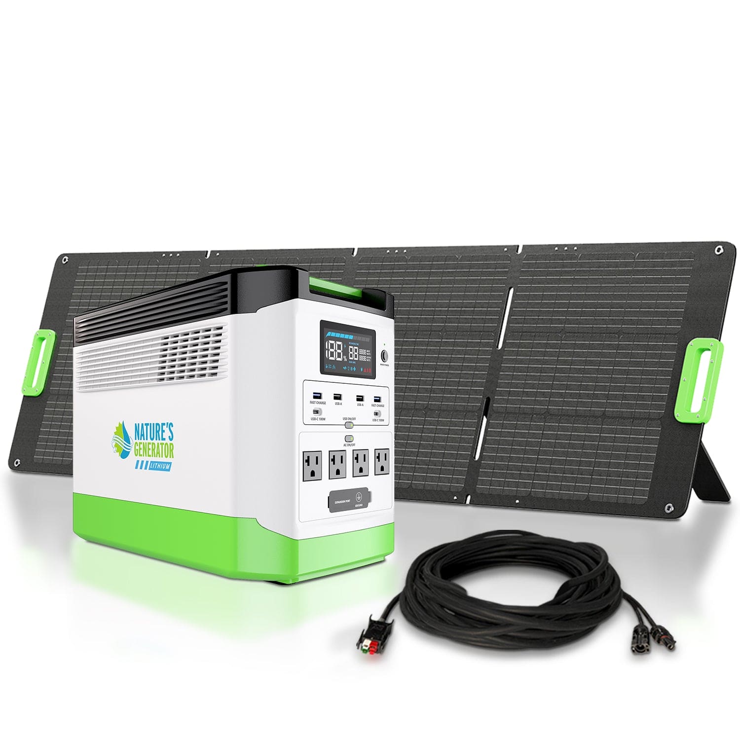 Nature's Generator Lithium 1800 Solar Power Station - Portable Solar Generator for Camping, RV Trips & Emergency Power Backup
