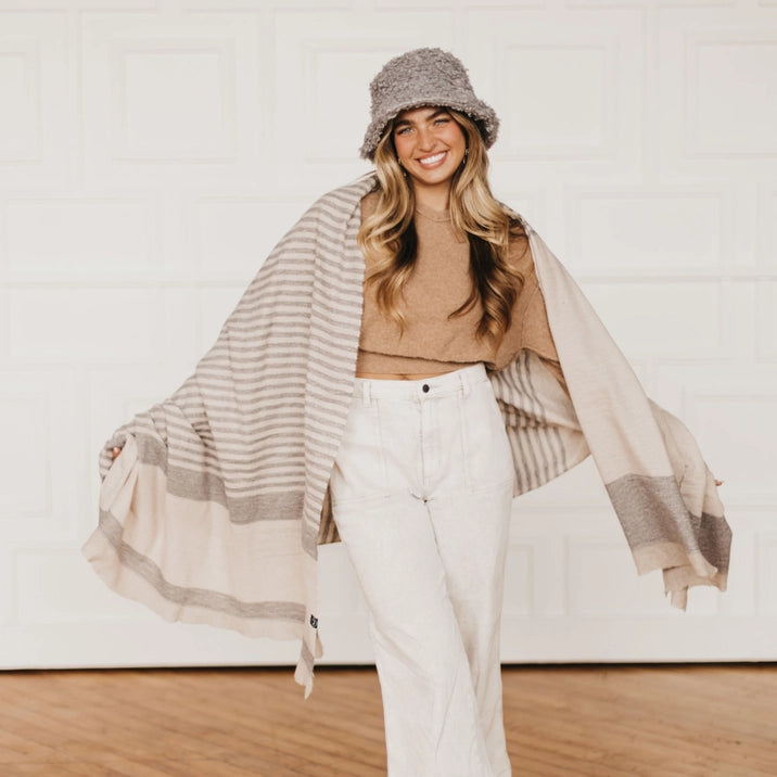 Long Weekend Strip Scarf - Soft & Stylish Womens Fashion Accessory for Travel, Office, and Casual Outfits