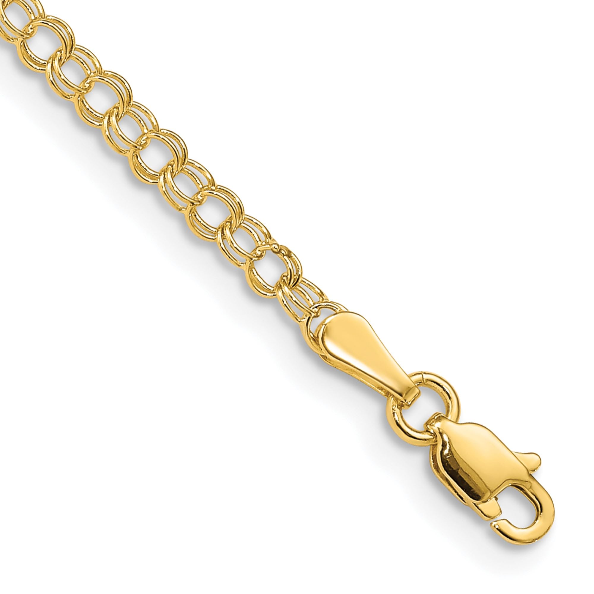 14K Solid Yellow Gold 3mm Double Link Chain Charm Bracelet for Women - Elegant Layering Jewelry for Everyday Wear & Special Occasions | IceCarats
