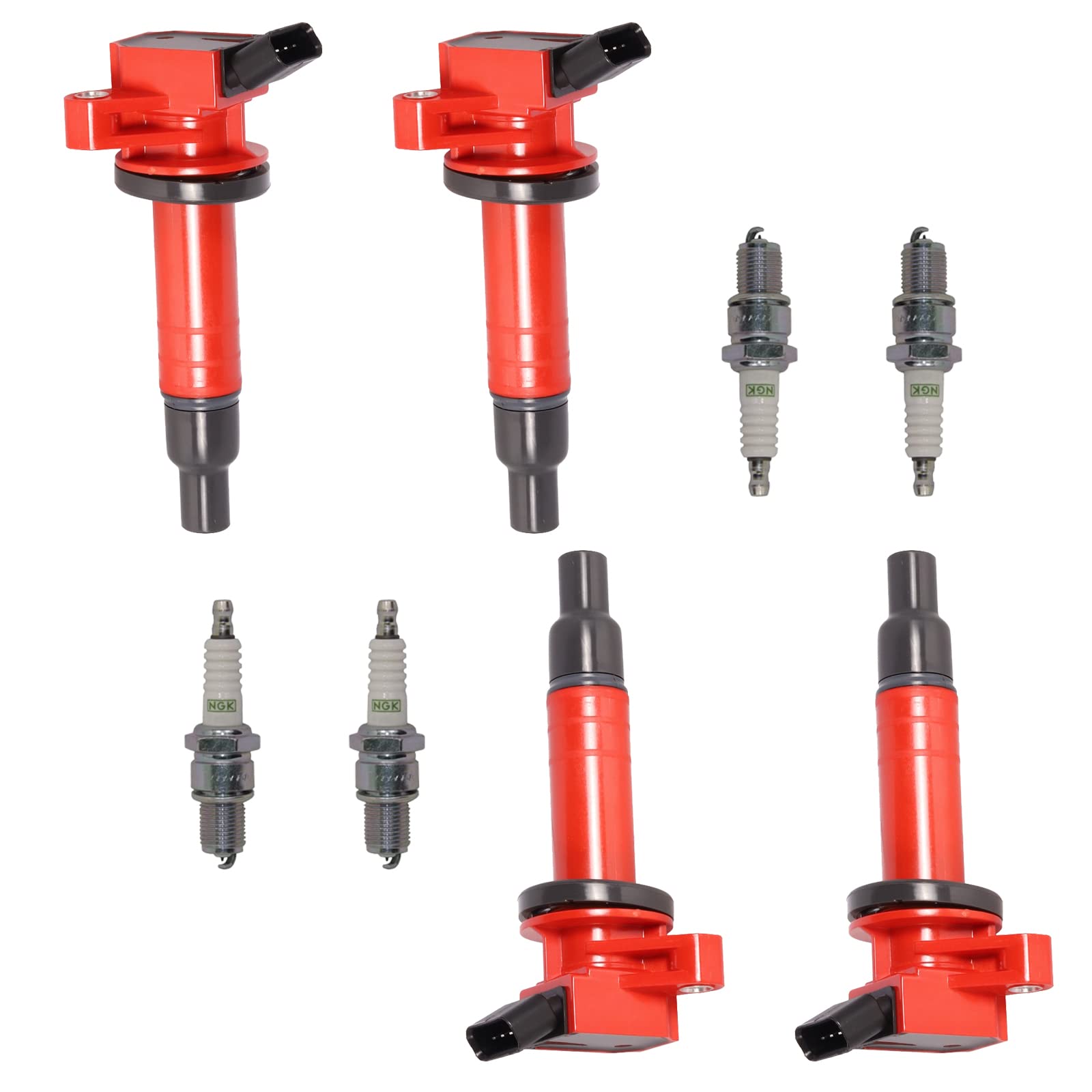 4-Piece High Performance Racing Ignition Coil Pack & Platinum Spark Plug Set - Compatible with Toyota Pontiac Vibe Celica Corolla Matrix MR2 Spyder 1999-2008 1.8L L4 Engine - Perfect for Engine Tuning, Performance Upgrades & Smoother Acceleration