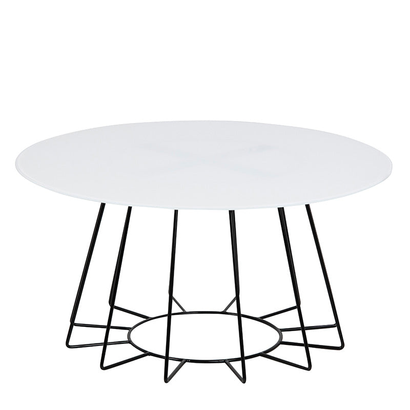 CYRUS 80cm Glass Coffee Table - Modern White & Black Design for Living Room, Office & Lounge Decor