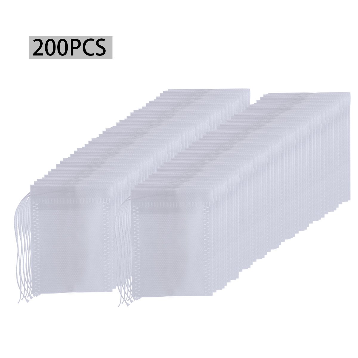 CHICTRY 200-Pack Disposable Tea Filter Bags - Empty Cotton Drawstring Tea Infuser Pouches for Loose Leaf Tea, Herbal Powder & Coffee | DIY Scented Tea, Home Brewing & Office Use