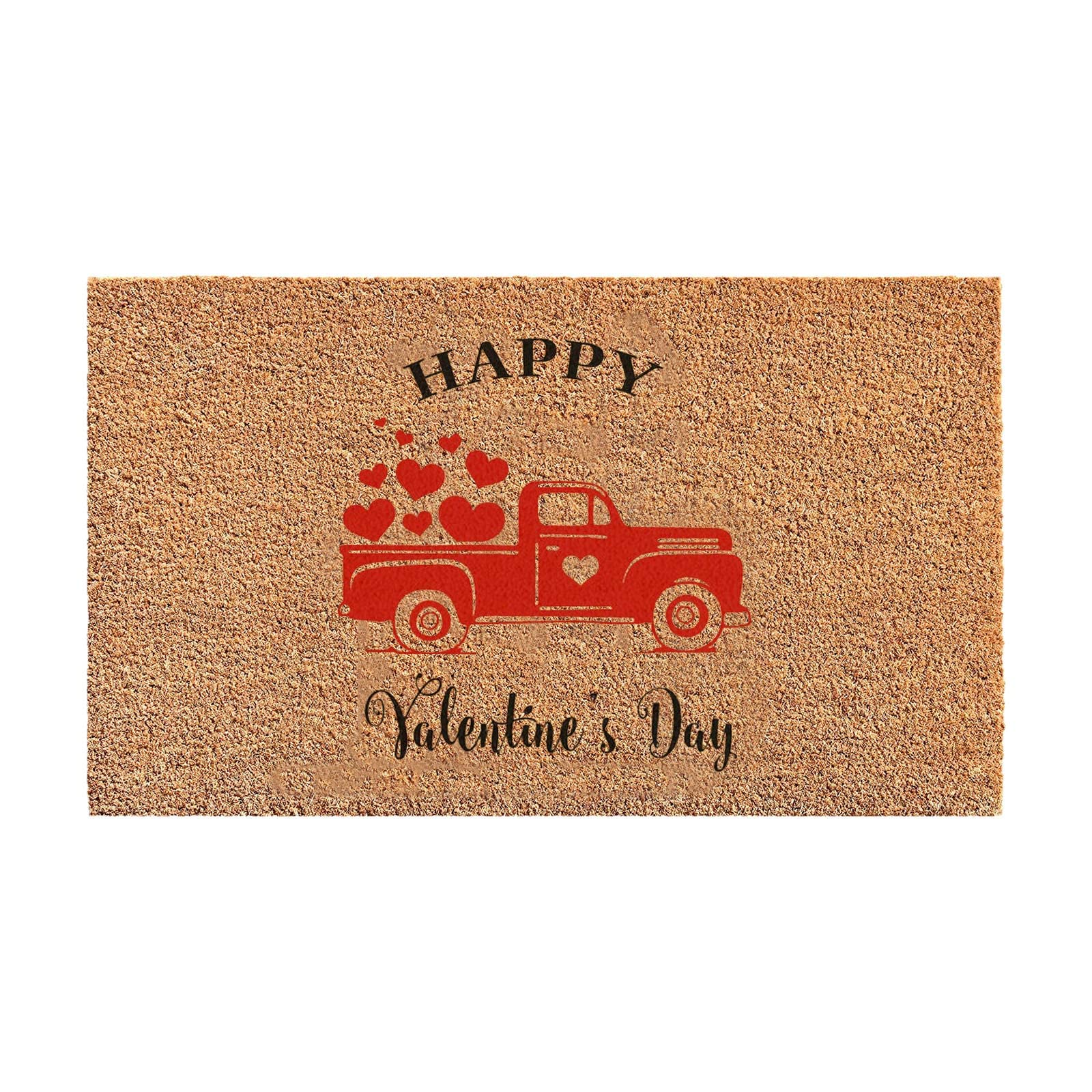 Valentine's Day & Christmas Red Truck Doormat - Non-Slip Indoor/Outdoor Welcome Mat for Front Door, Porch & Entryway - Holiday Decorative Rug for Home, Party & Seasonal Decor (24x36 Inches)