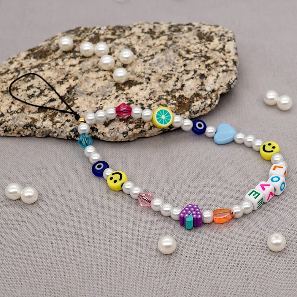Beaded Phone Lanyard Wrist Strap for Women & Girls - Stylish Beaded Phone Charm Decoration Accessory - Perfect for Smartphones, Keys & ID Cards at Work, School or Travel
