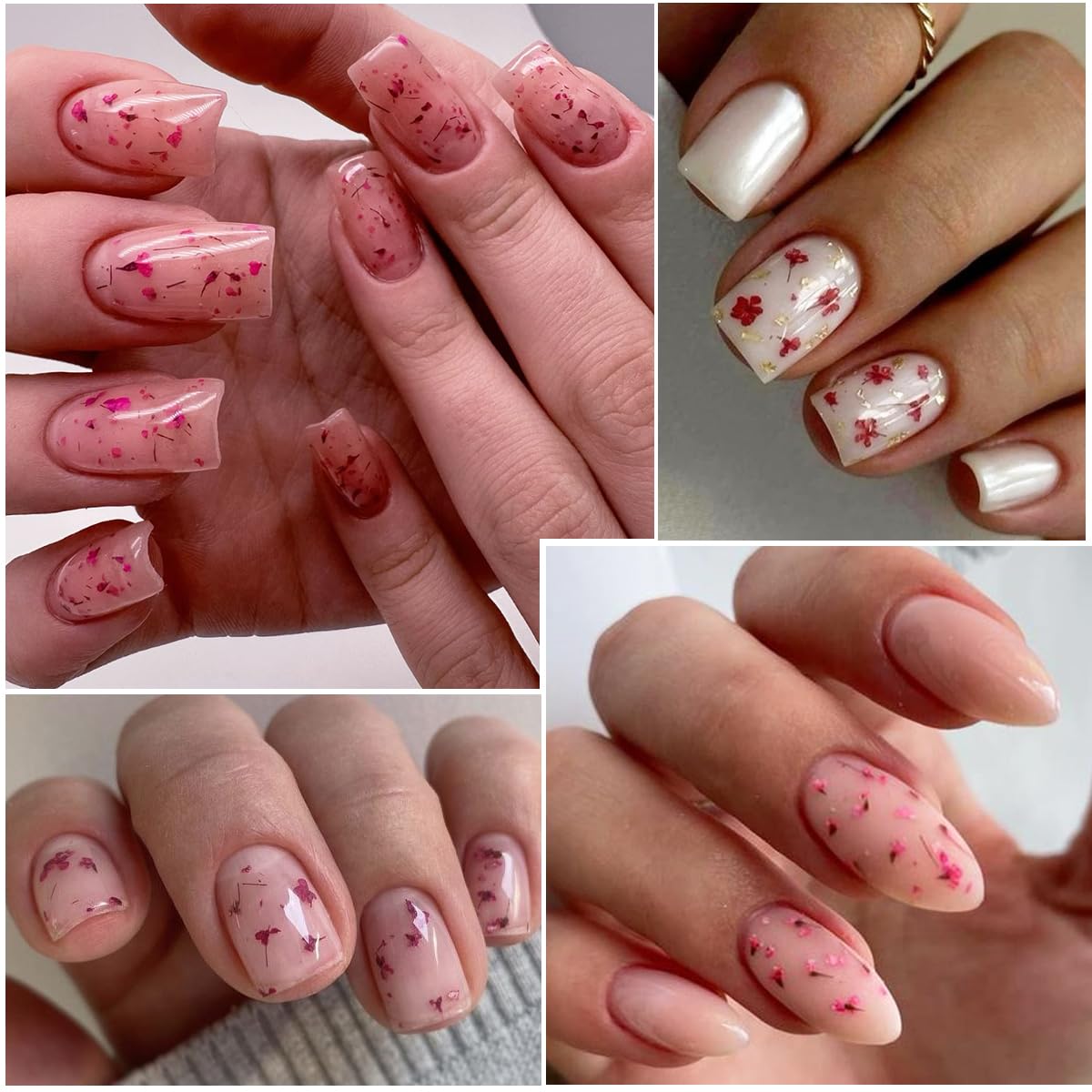Floral Gel Nail Polish Set - 2PCS UV LED Soak Off Nail Gel with Pink Yellow Flower Leaf Design, Summer Nail Art Decoration, Translucent Jelly Nail Polish for Manicure | Perfect for Summer Nails, Bridal Parties, and DIY Home Nail Art