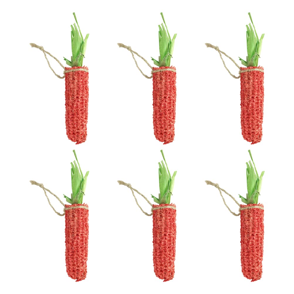6PCS Durable Rabbit Chew Toys for Small Pets - Hamster, Parrot, Guinea Pig Chewing Carrot-Shaped Toys | Perfect for Cage Enrichment & Teeth Grinding