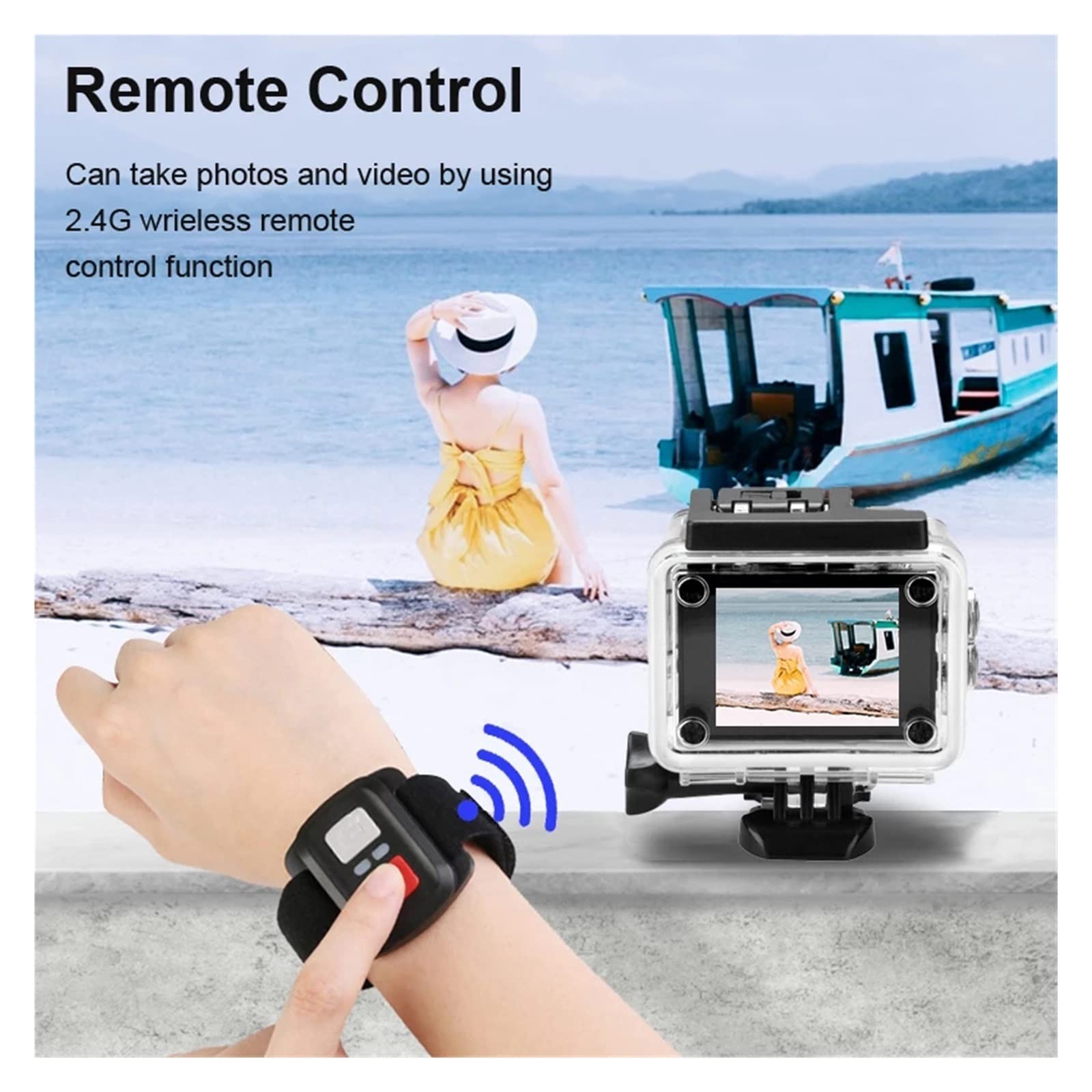 4K Action Camera with Stabilization - Waterproof Sports Camera for Outdoor & Underwater Recording