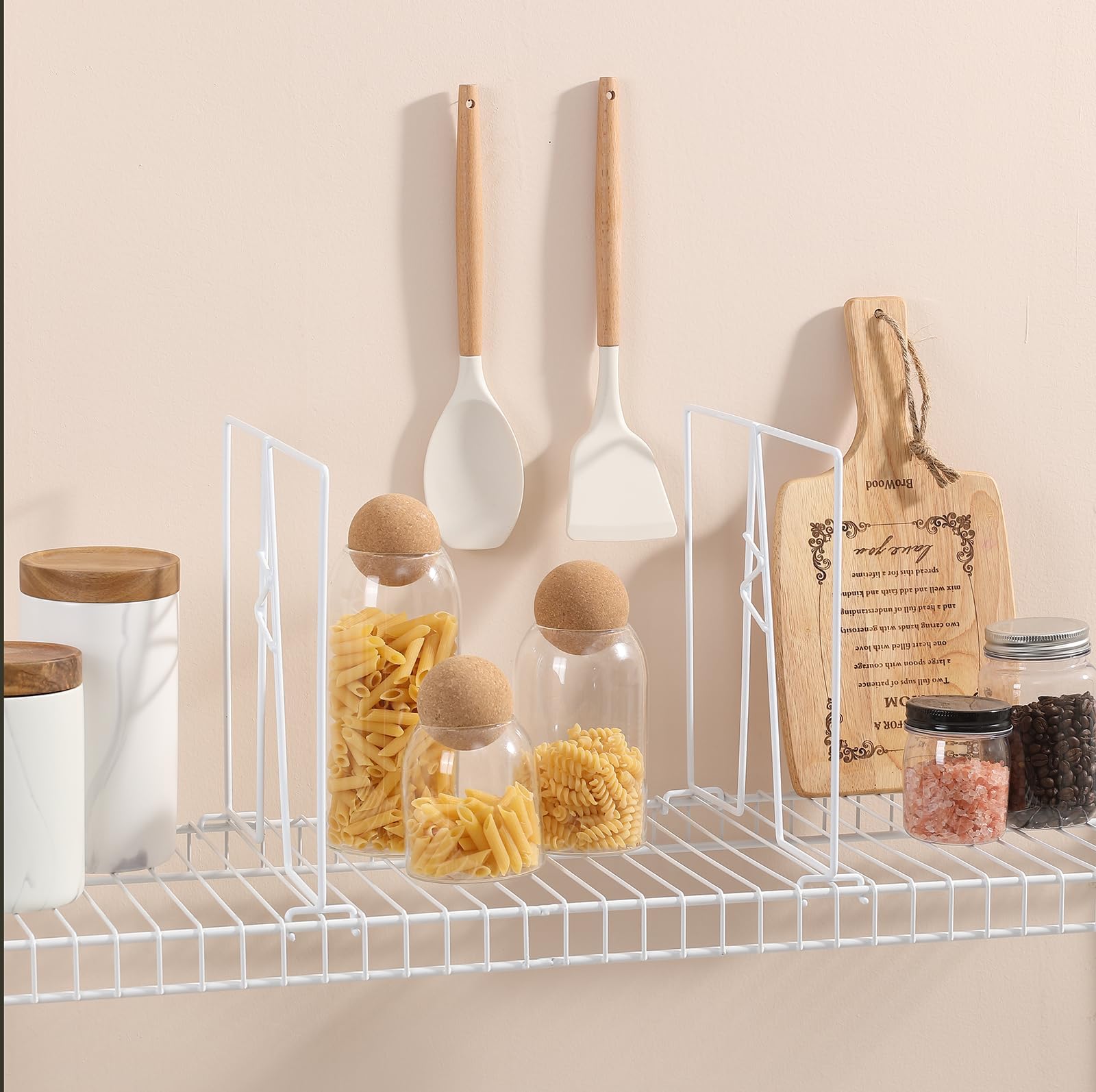 20-Pack White Wire Shelf Dividers - Closet & Pantry Organizer - No-Tool Installation Shelf Dividers for 12-Inch Deep Wire Shelves - Durable PE Coated Steel - Perfect for Closet, Pantry, Garage & Storage Organization