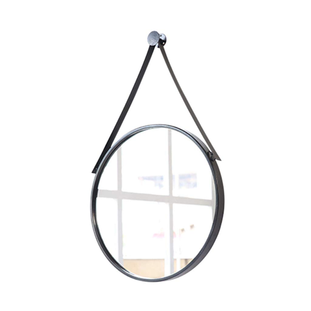 Nordic Simple Round Wall Hanging Mirror - 60x60cm Black Glass Decorative Mirror for Bathroom, Bedroom Vanity & Home Decor - Perfect for Makeup, Dressing & Wall Decoration