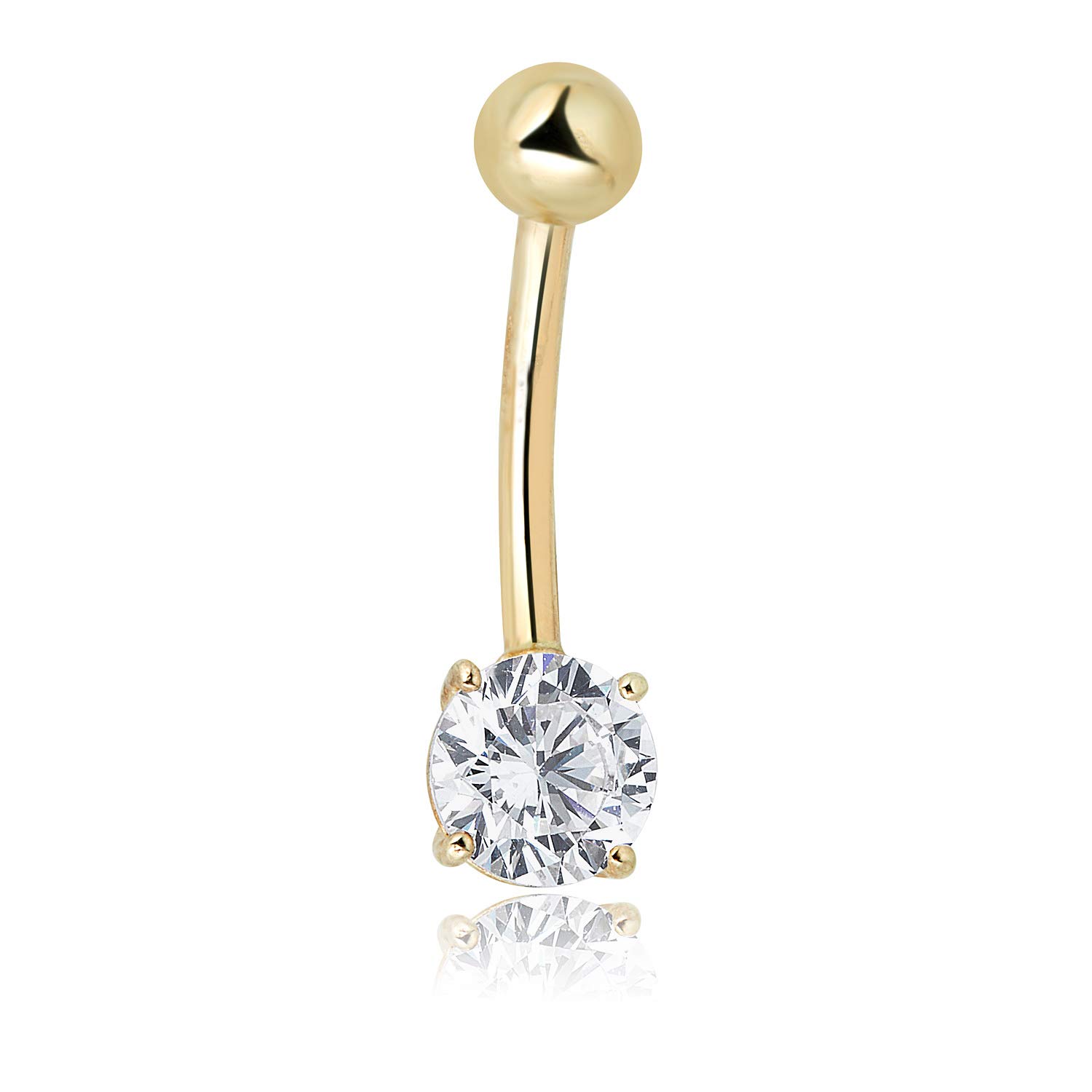 10K Gold Plated CZ Belly Button Ring - 14G Body Jewelry for Women, Hypoallergenic Navel Piercing - Perfect for Parties, Beach & Everyday Wear