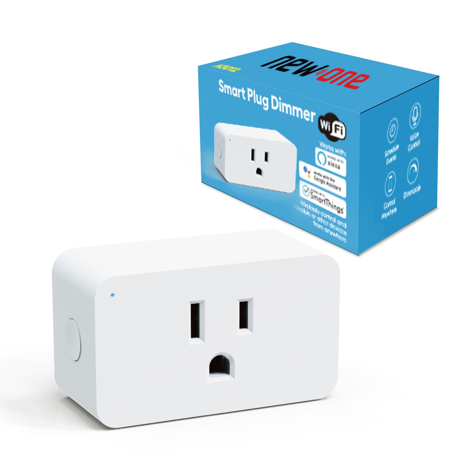 Smart Dimmer Plug 2.4G Wi-Fi - Alexa & Google Assistant Compatible Dimmable Smart Outlet for Voice Control, No Hub Required - Perfect for Bedroom Lamps, Living Room Lighting & Smart Home Automation