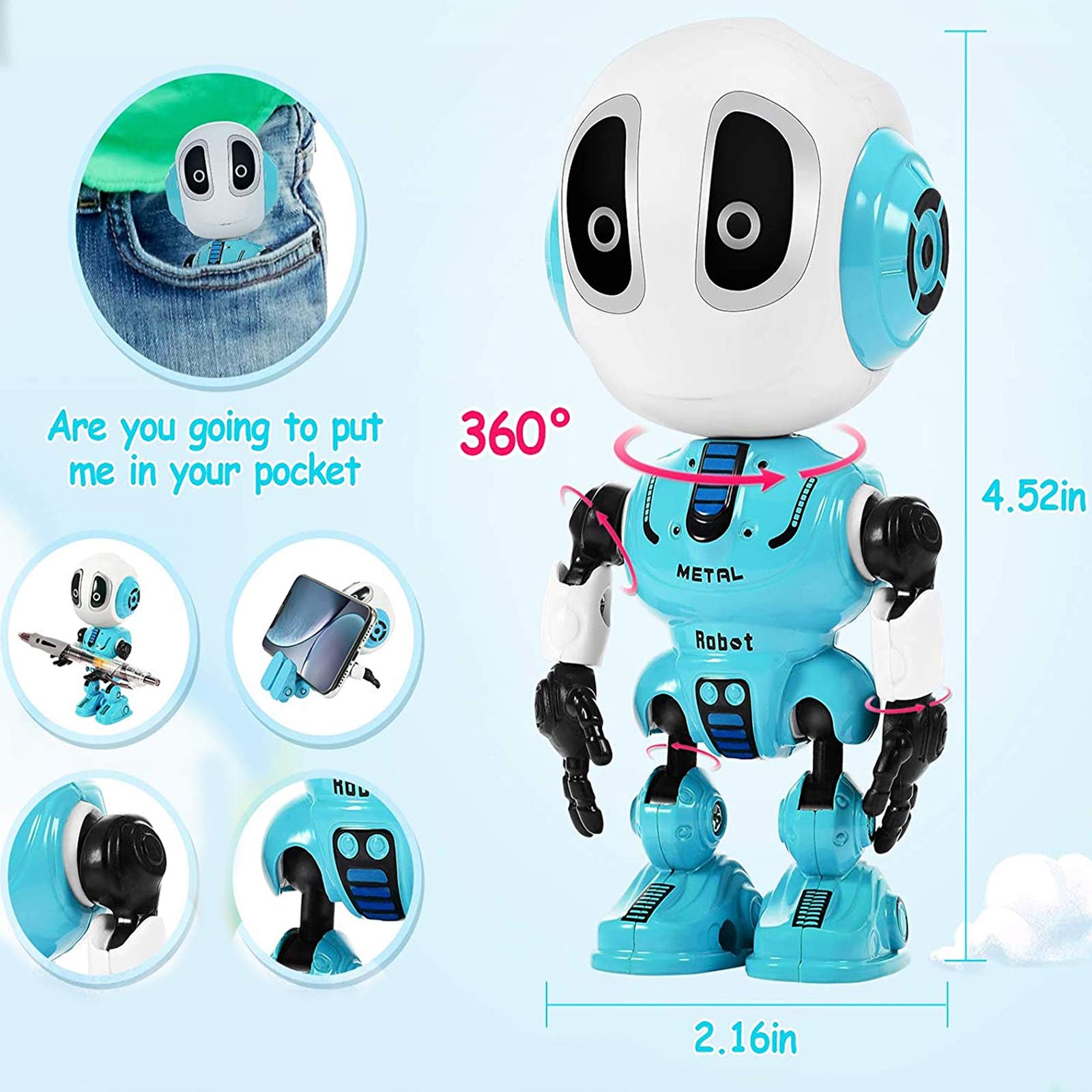Interactive Talking Robot Toy for Kids - Mini Repeater Robot for Boys & Girls Ages 4-6 | Fun Educational STEM Toy | Birthday Gift & Stocking Stuffer (Blue) - Perfect for Playtime, Learning & Family Bonding