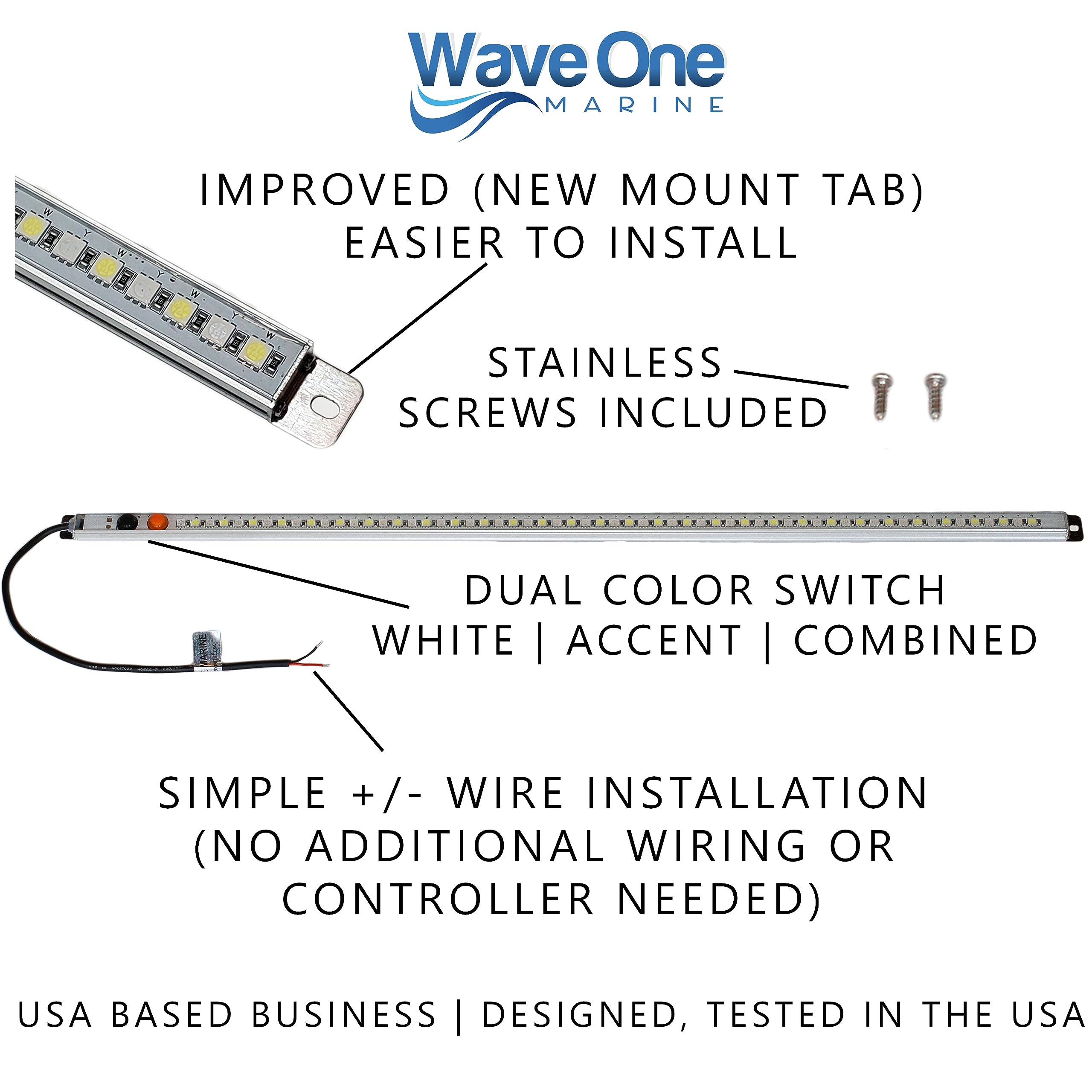Dual Color T-Top LED Light with On/Off Switch | Waterproof Marine Boat Courtesy Cockpit Helm Light | Stainless Steel Hardware | IP68 Rated (24