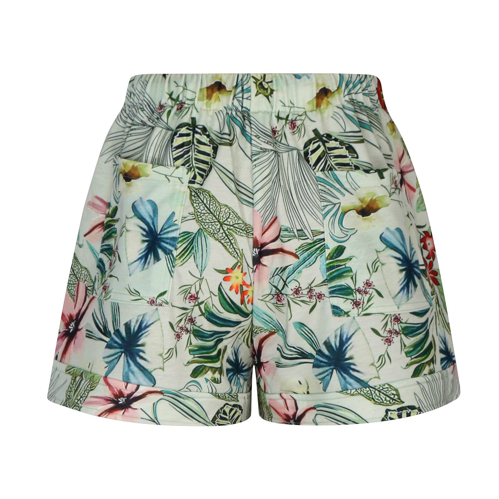 Women's Floral Beach Shorts with Pockets - Summer Vacation & Casual Wear