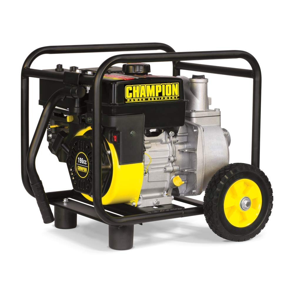 Champion 2-Inch Gas-Powered Water Transfer Pump with Hose & Wheels - Portable Semi-Trash Pump for Flooding, Construction, Irrigation & Pool Draining