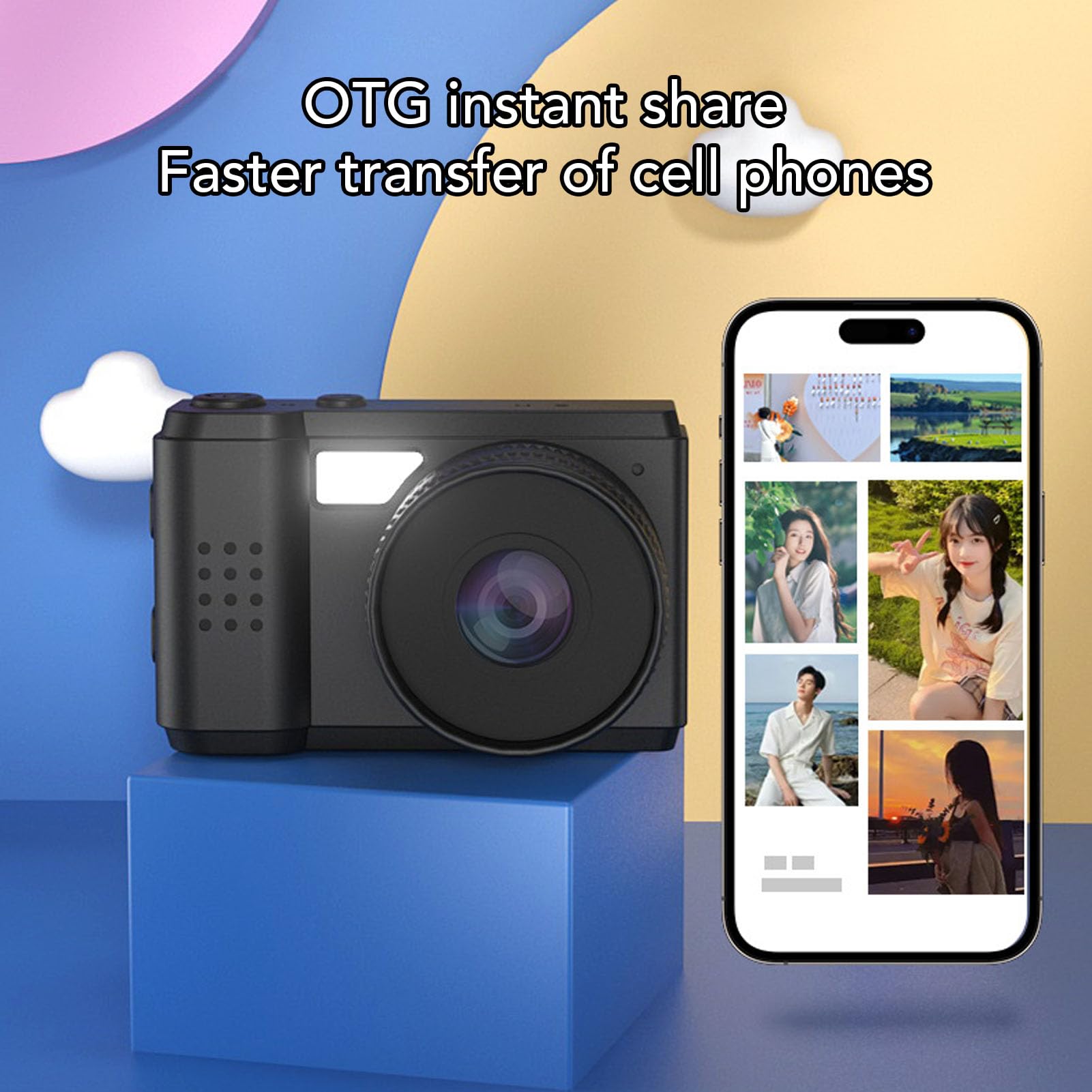 1080P Digital Video Camera with 0.96in Screen - Compact Selfie Camera for Kids, Automatic Loop Recording - Perfect for Vlogging, Travel & Birthday Gifts (Christmas Surprise)