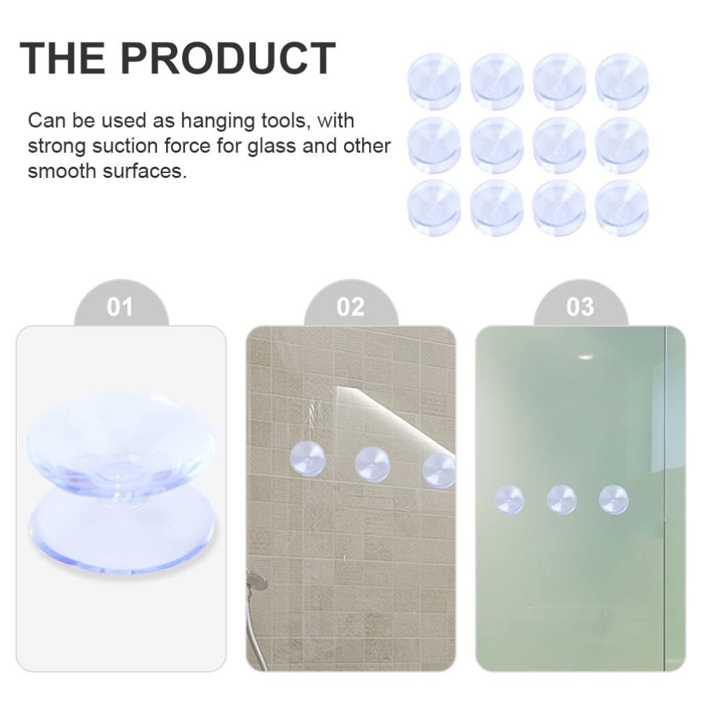 POPETPOP 50pcs Double-Sided Suction Cups - Strong Adhesive Glass Sucker Pads for Table, Window, Mirror - Ideal for Organizing Bathroom, Kitchen & Office Accessories