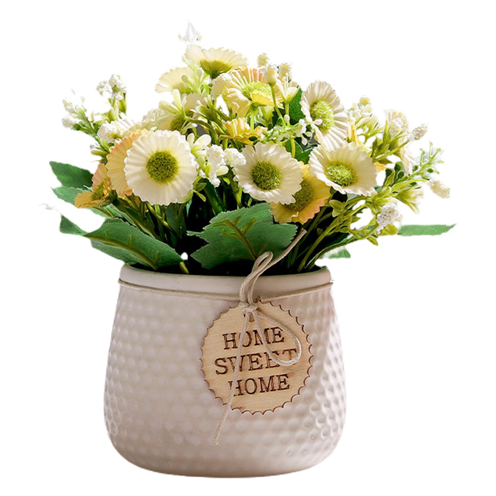 Artificial Flower Bonsai - Realistic PVC Simulation Plants in Ceramic Vase, Faux Flowers Bouquets for Wedding, Party, Home & Office Decor - White (Perfect for Centerpieces, Table Decorations and Gift Giving)
